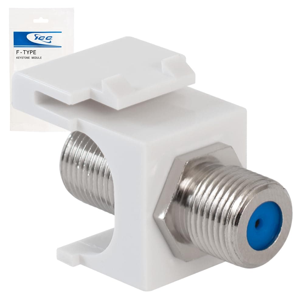 ICC 3 GHz F-Type Modular Jack with Nickel Plated Connector in HD Style, White, Single