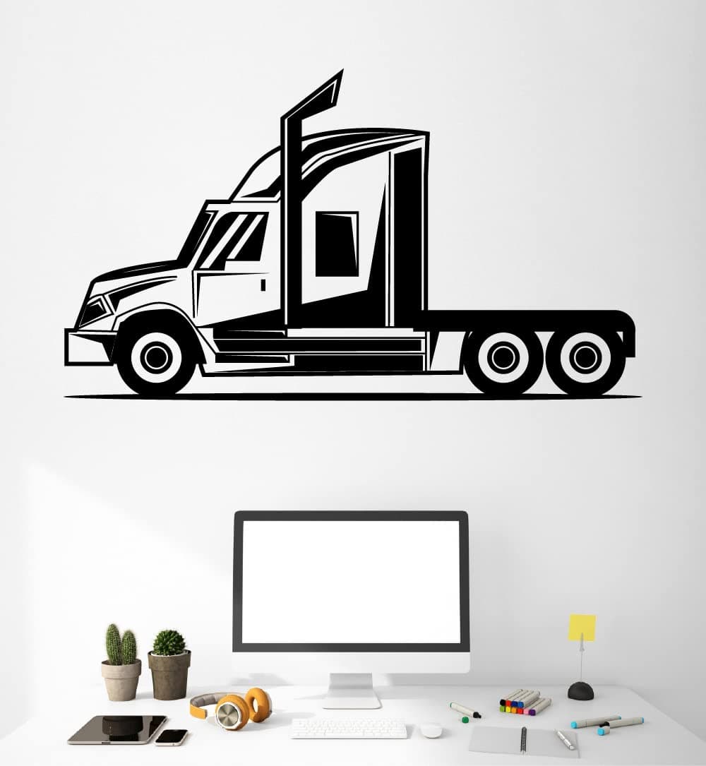 Flatbed Truck Dump Trucks Silhouette Big Jumbo Trucks Trucks Silhouette Vinyl Wall Art Sticker Decal Home Kids Room Trucking Business Room Boys Room Wall Décoration Design Decor Size (22x30 inch)