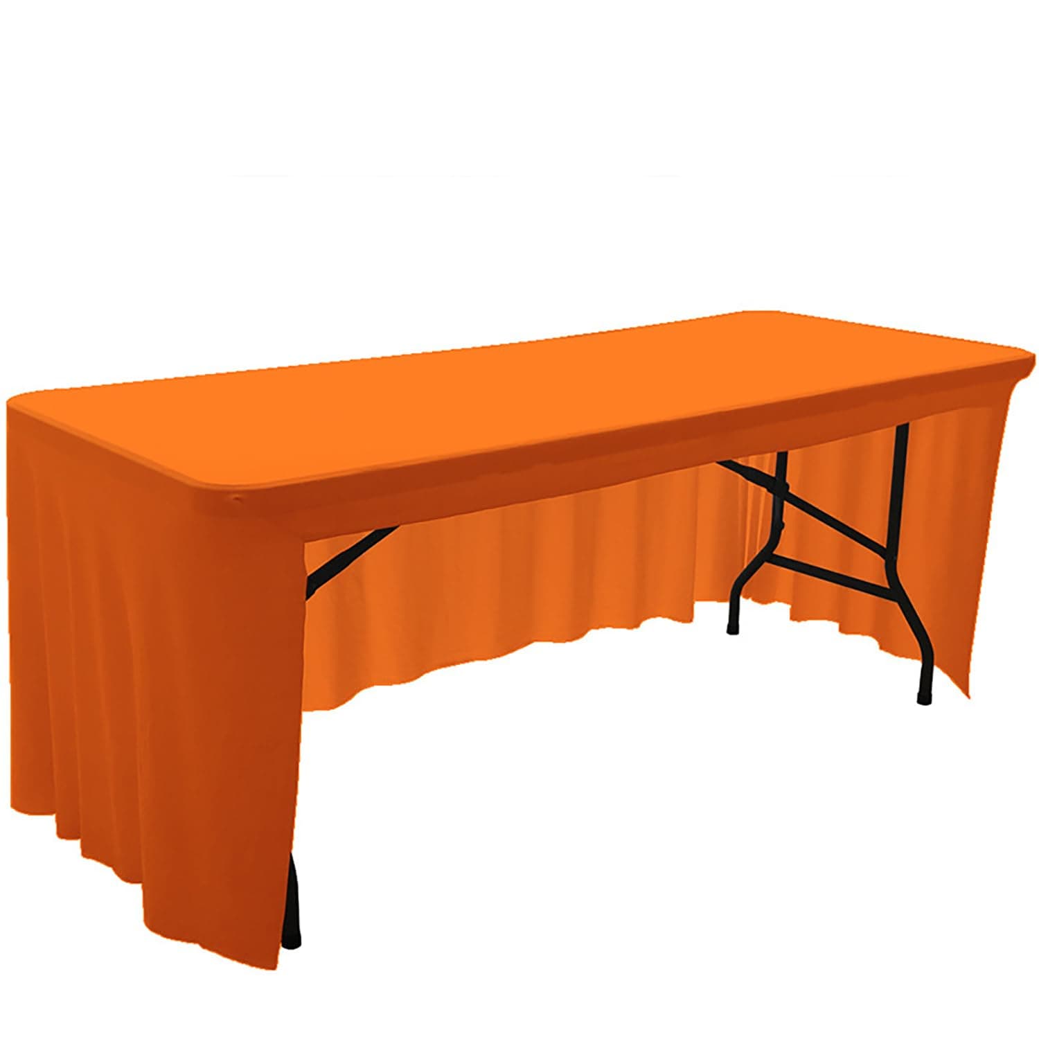JunnKay Fitted Tablecloth for 5 Foot Tables-Orange Open Back Folding Table Cover Washable and Wrinkle Resistant Table Cloth for Trade Show, Book Fair, Career Fair, Convention, Events TC26