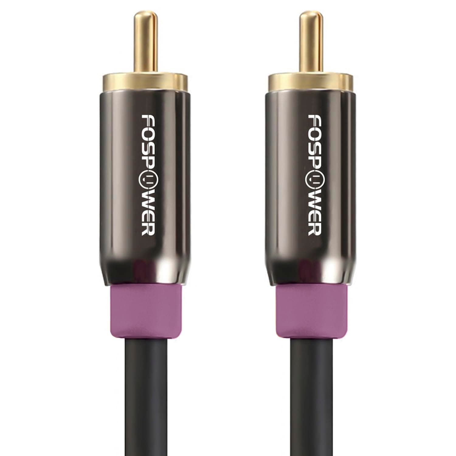 FosPower RCA Subwoofer Cable 6FT Audio S/PDIF 24K Gold Plated Male to Male