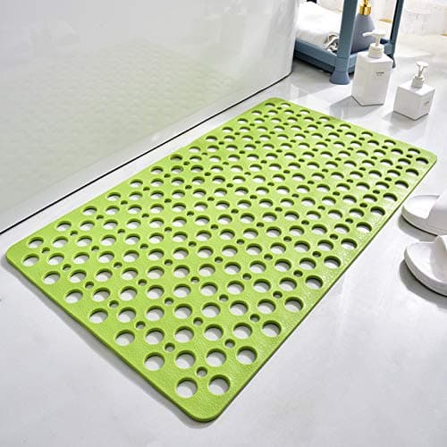 Casa and Beyond Shower Mat,Non Slip Bath Mat and Shower Mat with Suction Cups and Drain Holes,Bathroom Mat Easy to Clean Soft Machine Washable,Bathtub Mat Easy Dry&Cut (Green,28" x 28"(Rectangular))