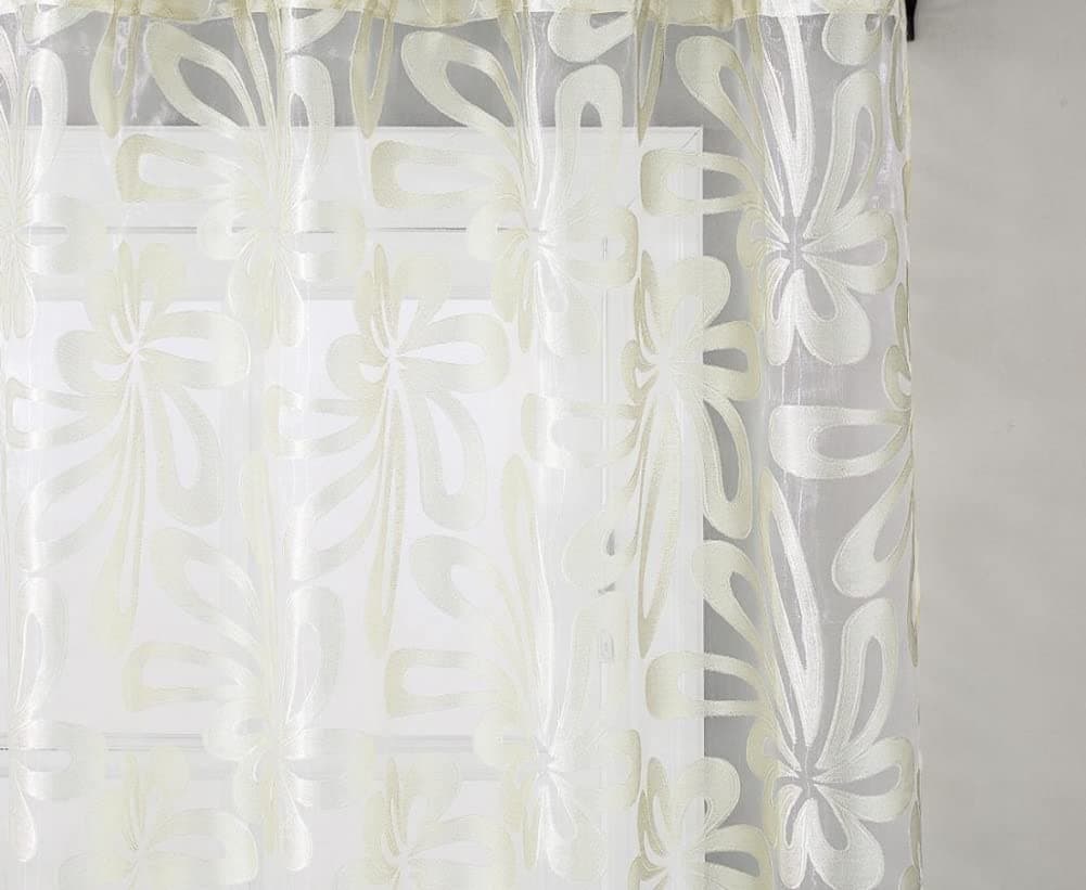 HooHero White 50 Width Living Kids Nursery Room Sheer Curtains Home Decoration Pod Pocket Top Glass Yarn European Palm Jacquard Shade
