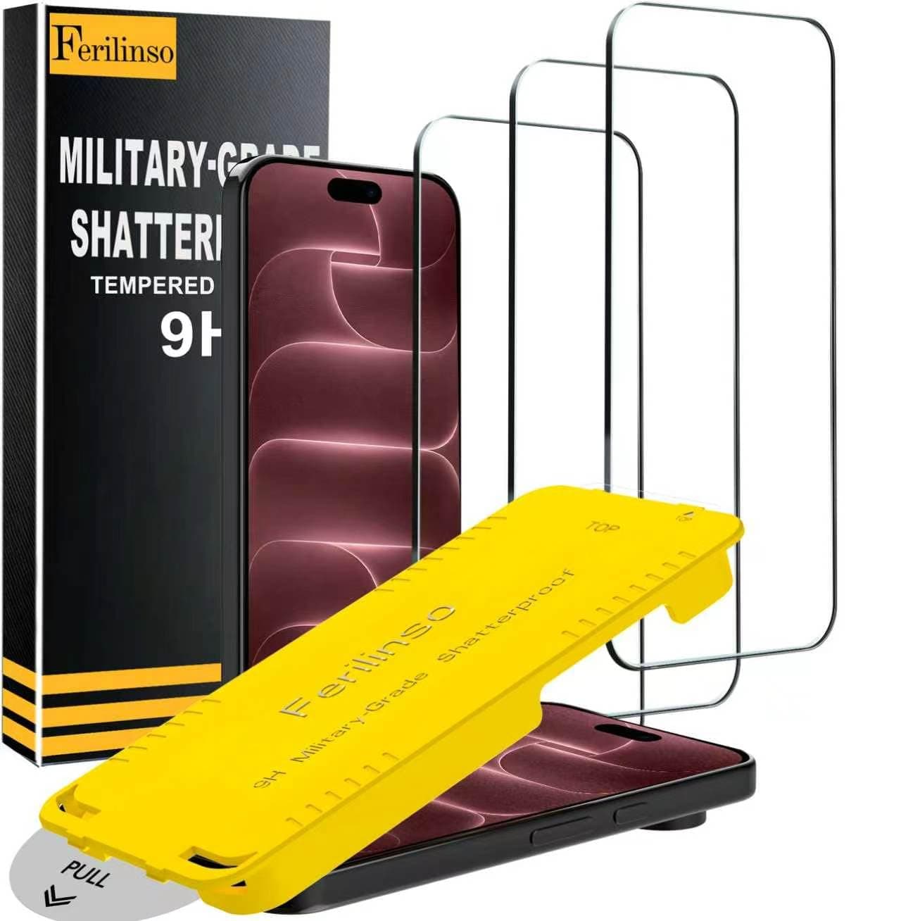 Ferilinso 3 Pack Screen Protector for iPhone Pro Max Tempered Glass