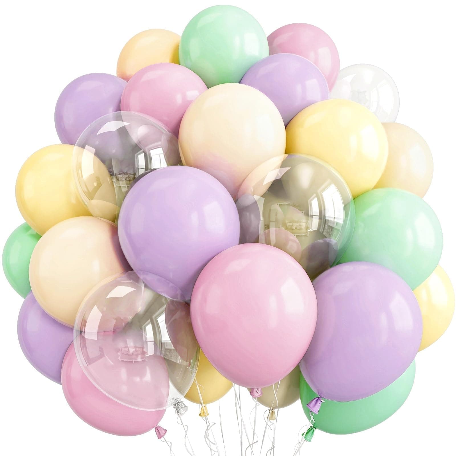 Pastel Rainbow Party Balloons Assorted Colors, Pastel Light Purple Pink Yellow Green Latex Multicolor Easter Balloons for Girl Colorful Spring Candy Birthday Bridal Baby Shower Party Decorations