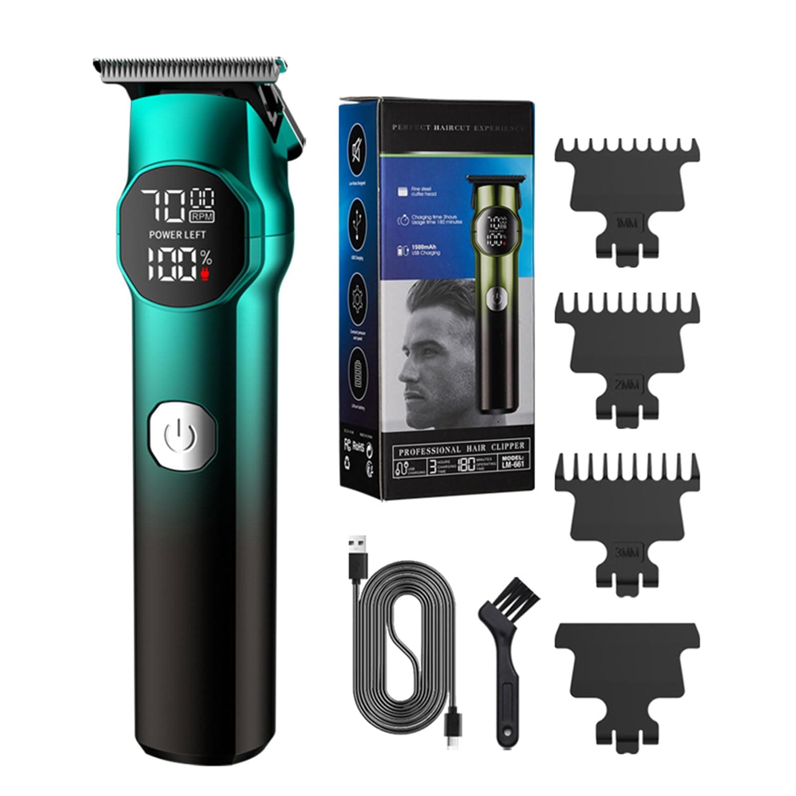 Professional Hair Trimmer For Men Cordless Barber Trimmer For Hair Cutting Grooming Beard Trimmer With LCD Dispaly