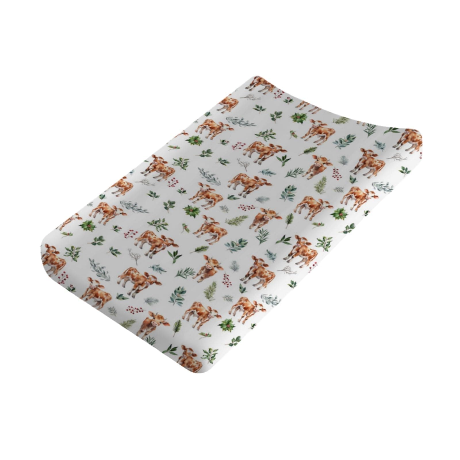 Farm Cows Boho Leaves Changing Pad Covers Christmas Animals Baby Diaper Change Pad Cover for Boys Girls Soft Breathable Stretch Unisex Diaper Change Table Sheets Mats 32''x16''