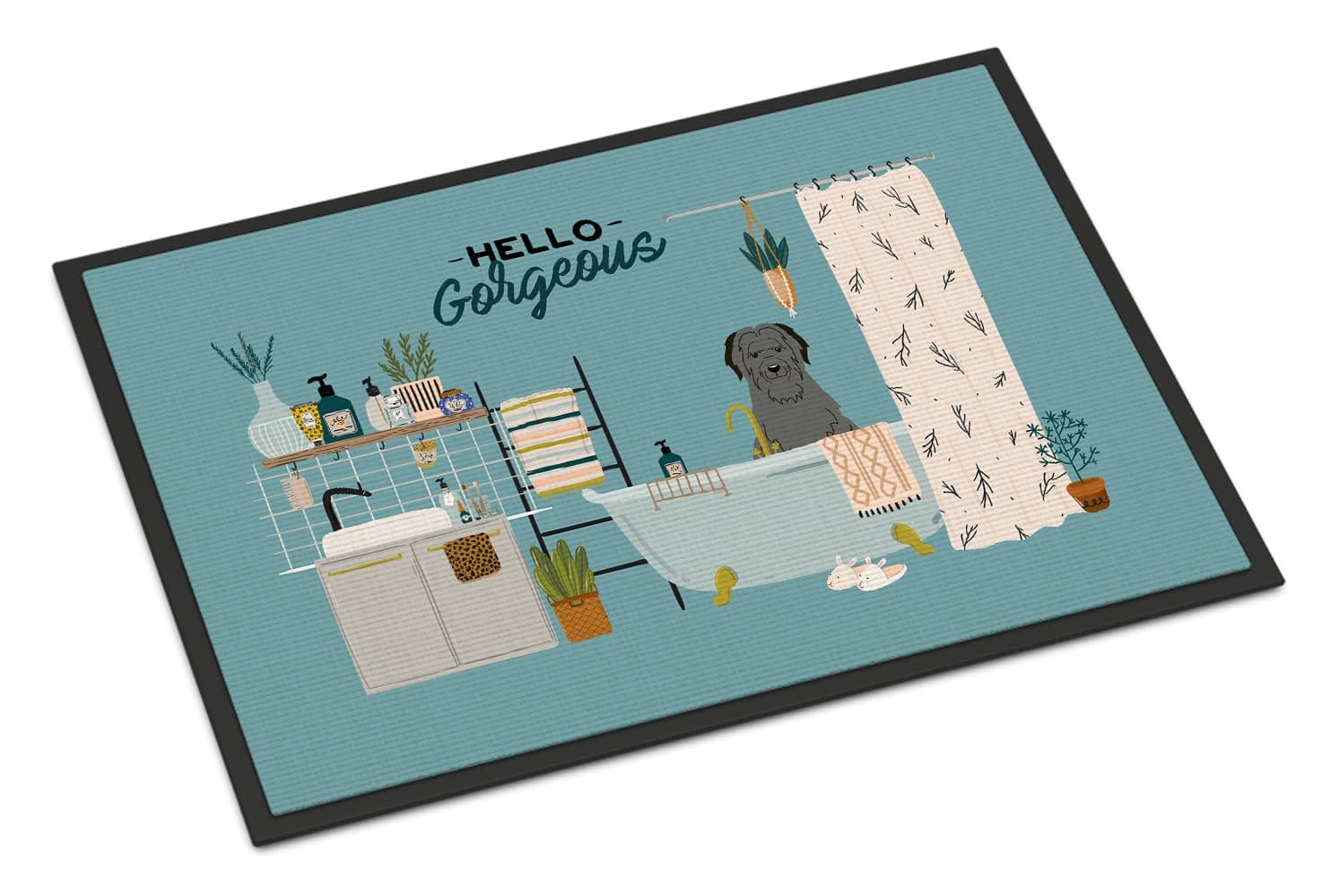 Caroline's Treasures Black Briard in Bathtub Indoor or Outdoor Mat 24x36 doormats, Multicolor