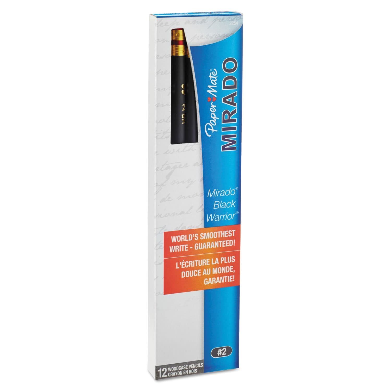 Paper Mate 2254 Black Warrior Pencil, with Eraser,No 2 Soft Lead, Black