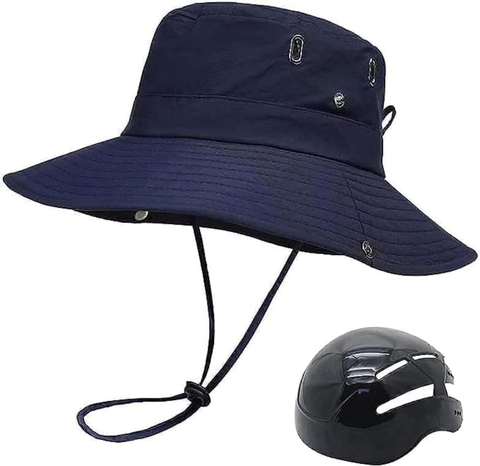 LIODFGLER Bucket Hats with Bike Helmet Cycling Helmet for Unisex Adults Fashion Breathable Sunscreen Head Protection Bicycle Helmet Hats (Blue)