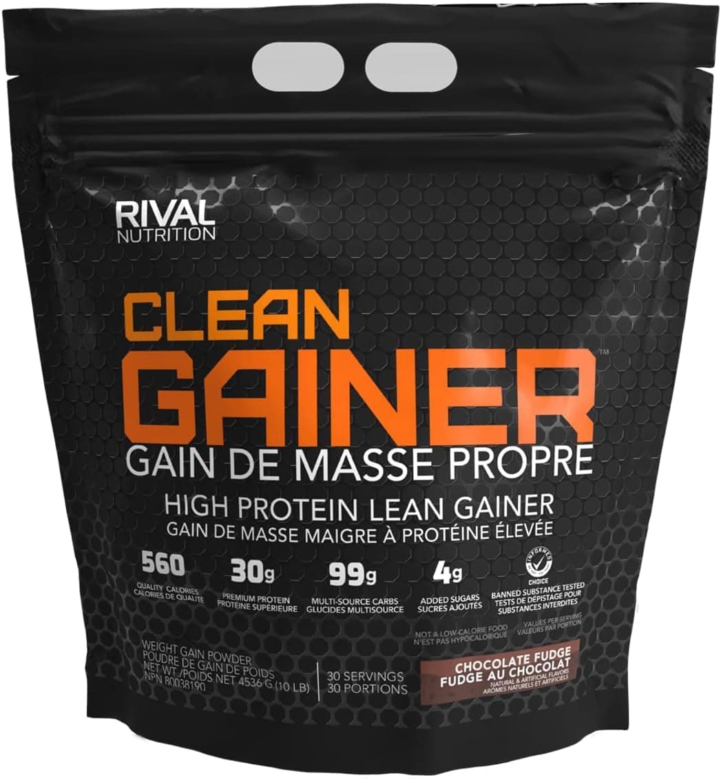 Rivalus Clean Gainer | High Protein Lean Mass Gainer Powder | 560 Calories, 30g Protein, 99g Multi-Source Carbs | 30 Servings (10LB, Chocolate)