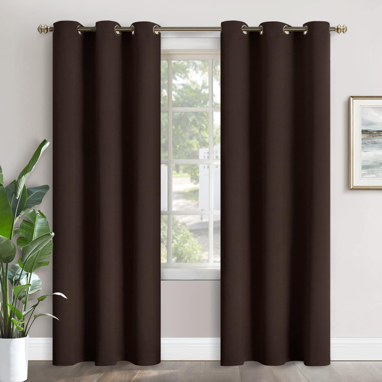 YoungsTex Brown Blackout Curtains for Bedroom 84 Inches Length - Thermal Insulated with Grommet Room Darkening Curtains for Living Room, 2 Panels, 42 x 84 Inch