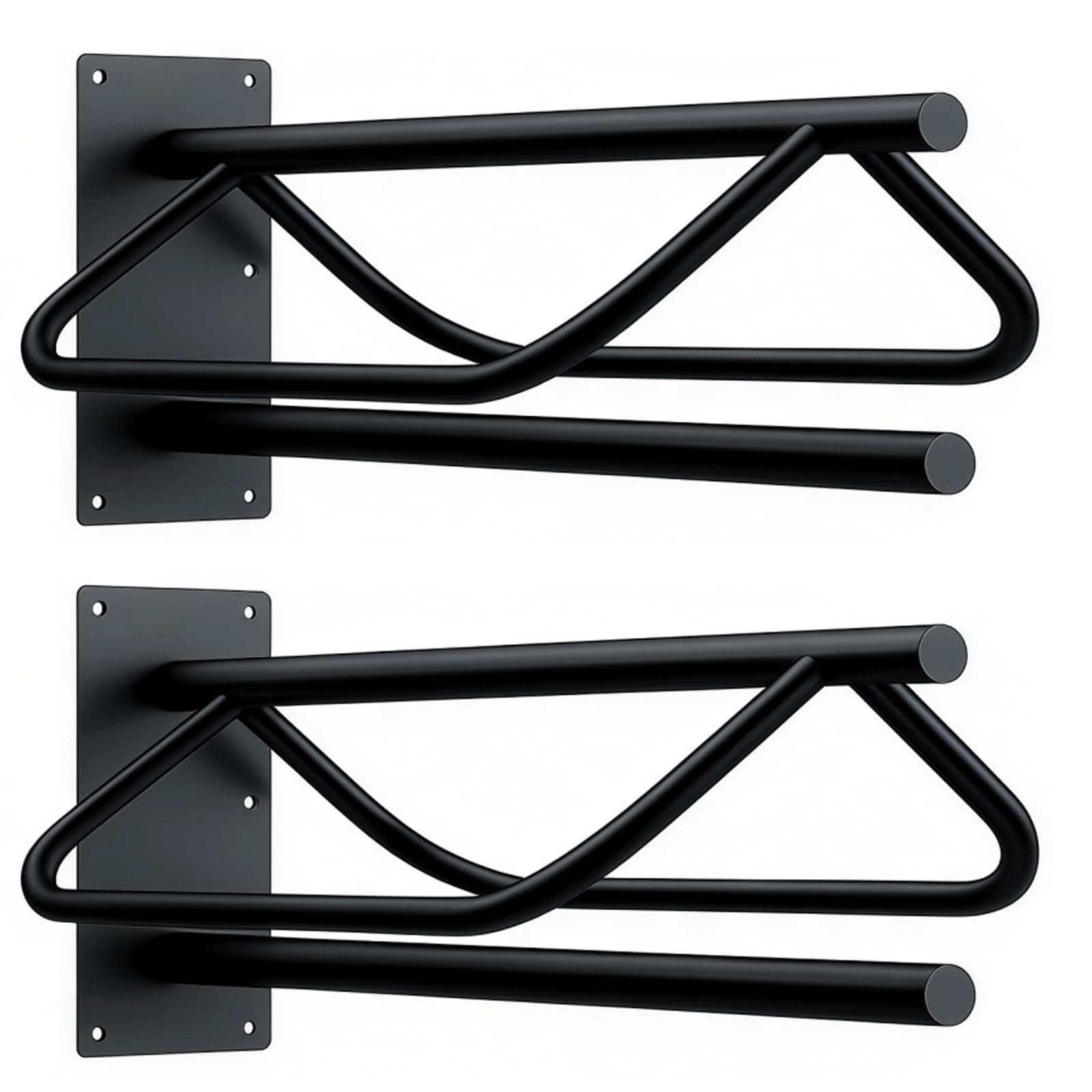 Noliven 2 Pack Wall Mounted Saddle Racks with Pad Bar, Heavy Duty Black Saddle Rack Stand, Sturdy Saddlestand for English and Western Saddles, Blankets & Horse Gear
