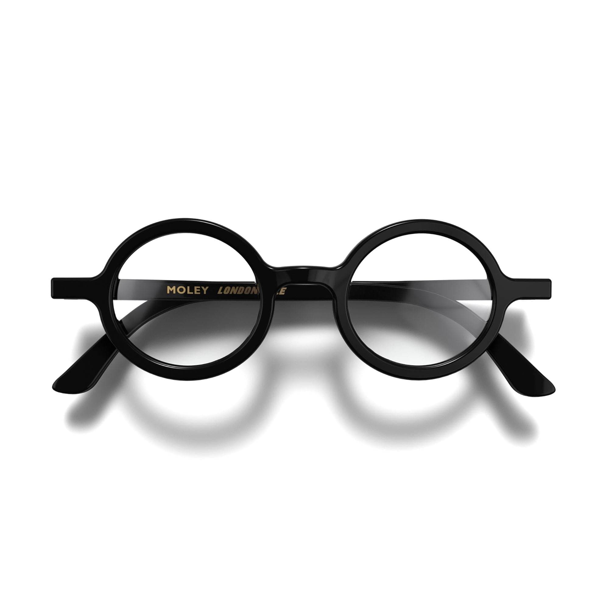 LONDON MOLE® Moley reading glasses | Cool round shaped readers | Men’s Women’s Unisex | Spring hinges, Gloss Black