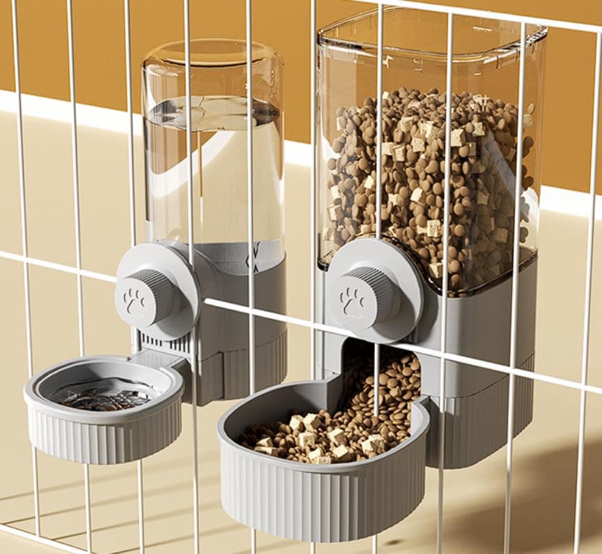 Leclatte Hanging Automatic Pet Food Water Dispenser, Auto Gravity Pet Feeder and Waterer Set, Cage Cat Food Bowl Dog Feeding Station for Small Dog Cat Rabbit