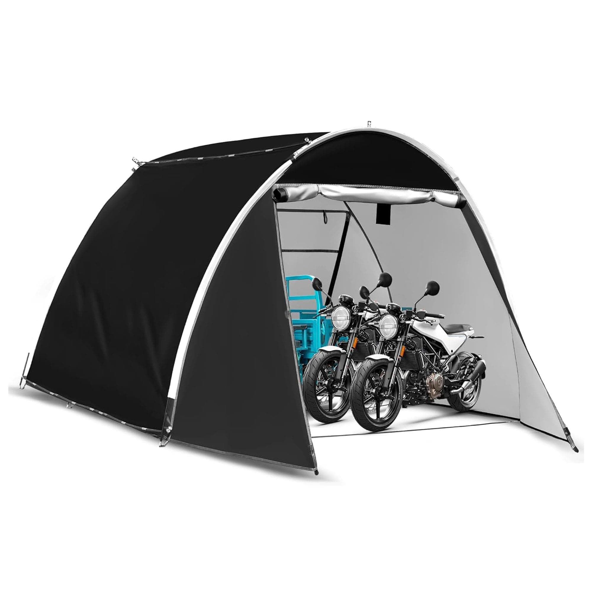 MAIZOA 137 * 82 * 65 in Bike Storage Shed Tent, Outdoor Portable Bike Storage, 210D Oxford Fabric PU4000 Waterproof, 2 Rolling Doors, Store 4~8 Bikes, Motorcycles or Large Motorcycles, Without Floor