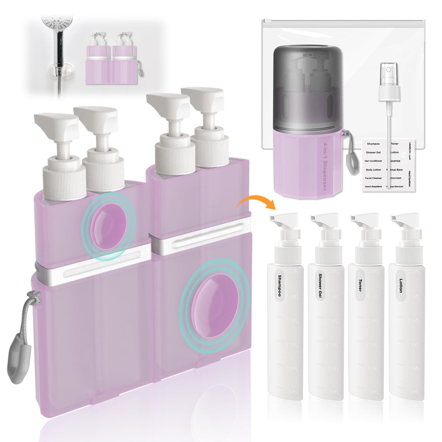 VOGOGE Travel Refillable Containers, Pink