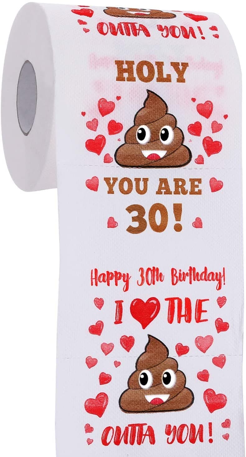 30th Birthday Gifts for Men and Women - Happy Prank Toilet Paper - 30th Birthday Decorations, Party Supplies Favors - Funny Gag Gifts Novelty Bday Present for Him, Her, Friends - 380 Sheets & 3 Layers