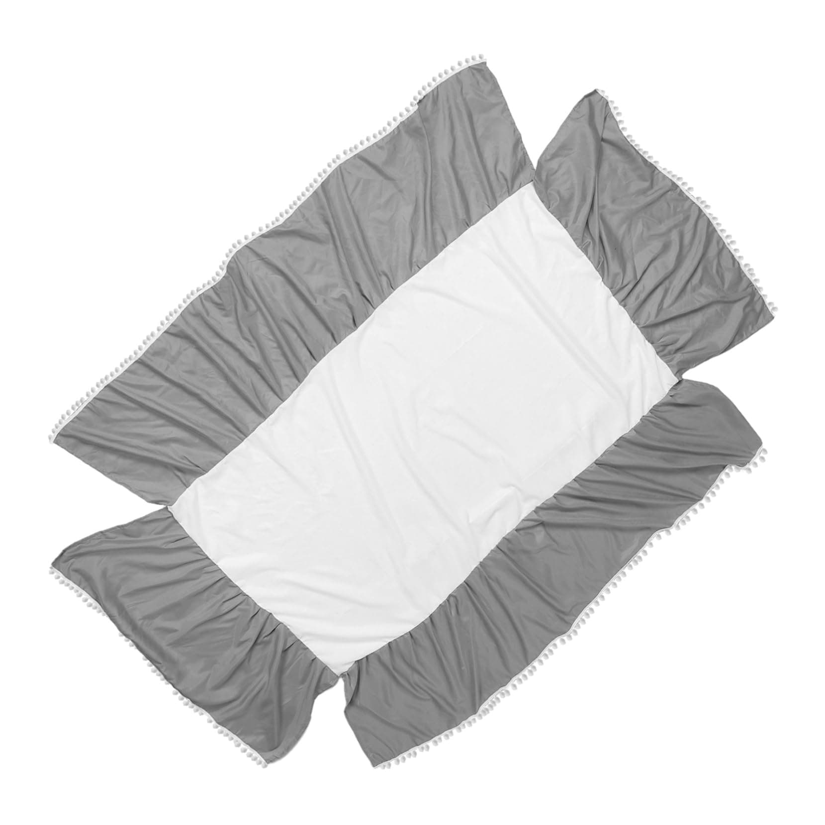 QUMIIRITY Cotton Crib Bed Cover Pompom Trim, Easy Install Fitted Sheet for Nursery, Baby Toddler