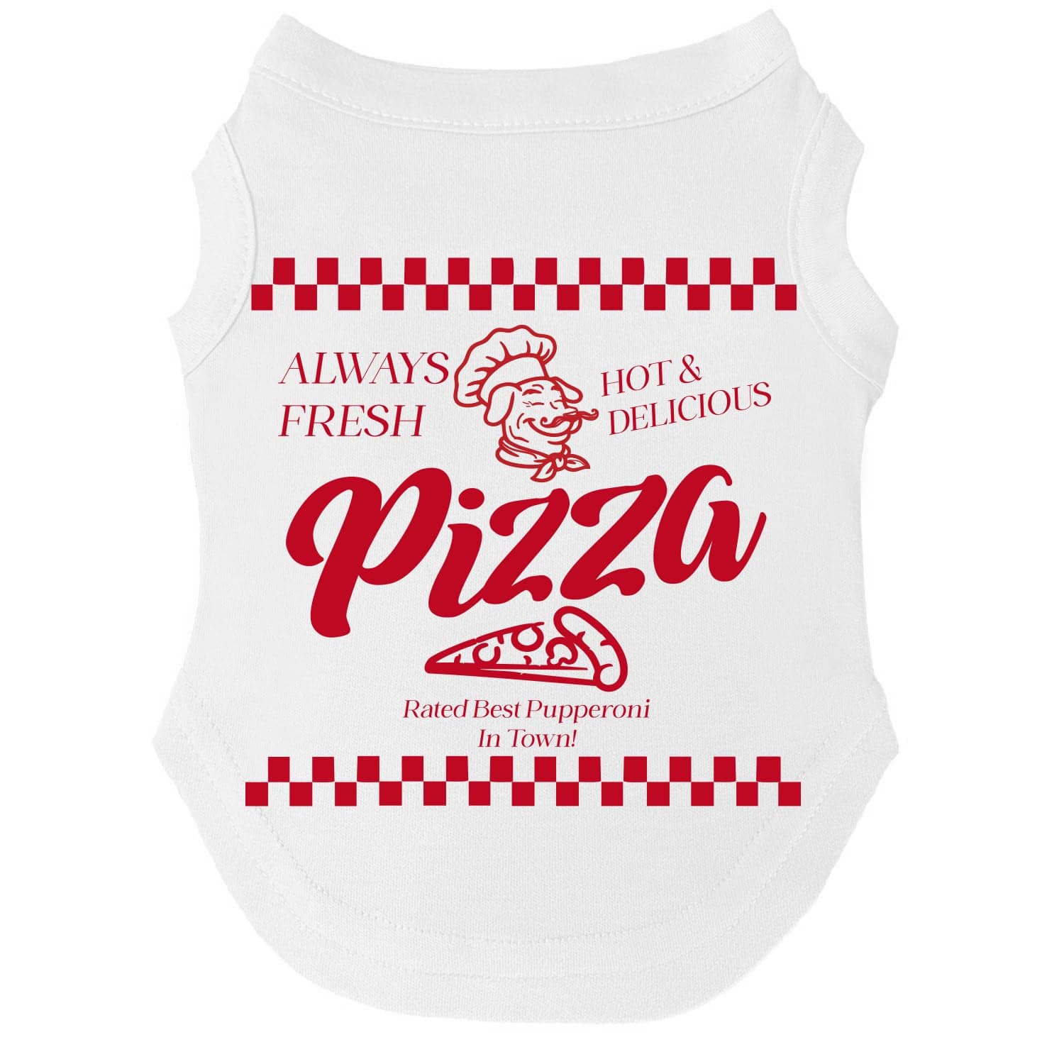 Pupperoni Pizza Box Costume Dog Tee Shirt | Sleeveless Breeds | Foodie | Pepperoni | Funny Halloween Outfit | Cheesy Slice |White, Large 1393