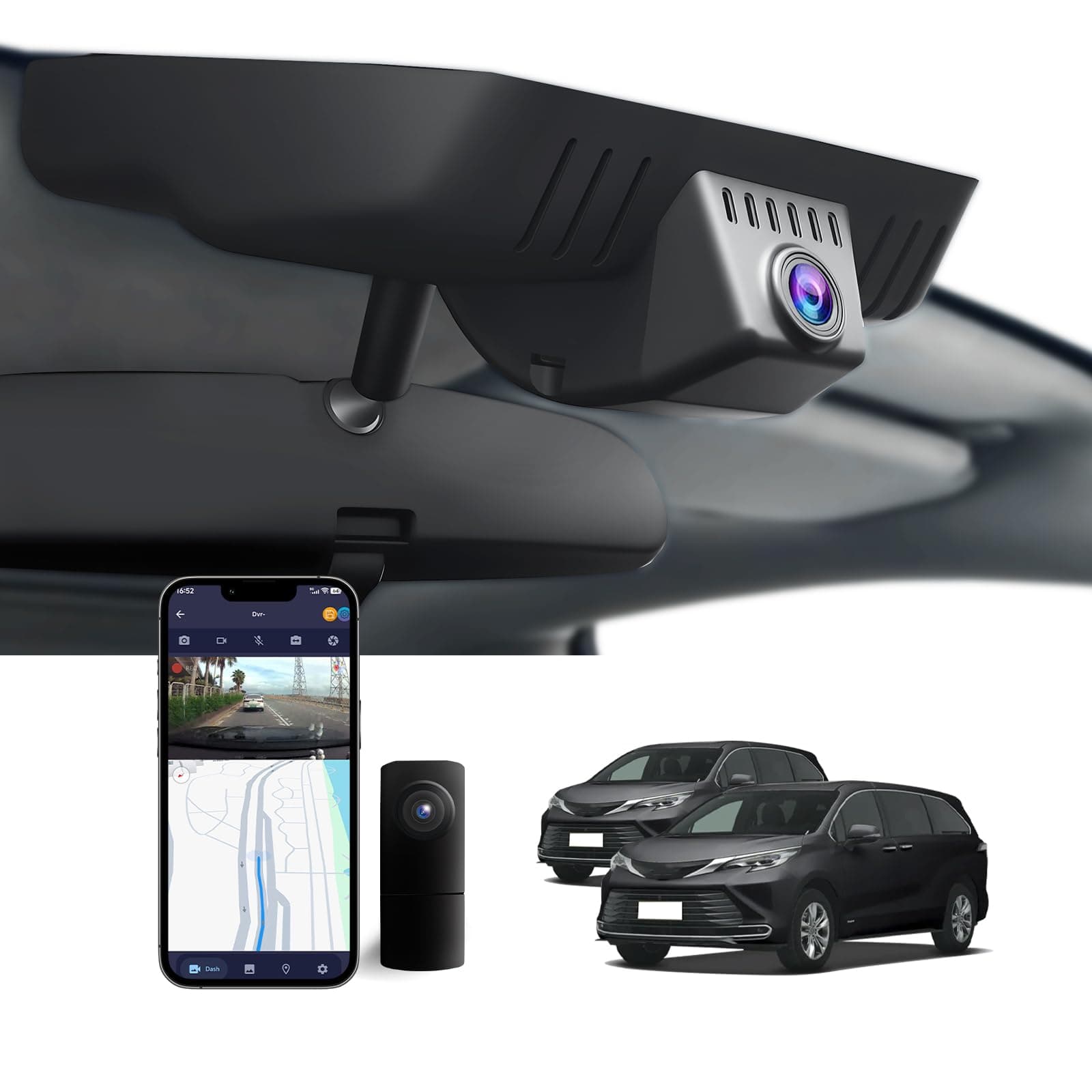 FUVYMYT OEM Style Front & Rear Dash Cam for Toyota Sienna 2021-2026