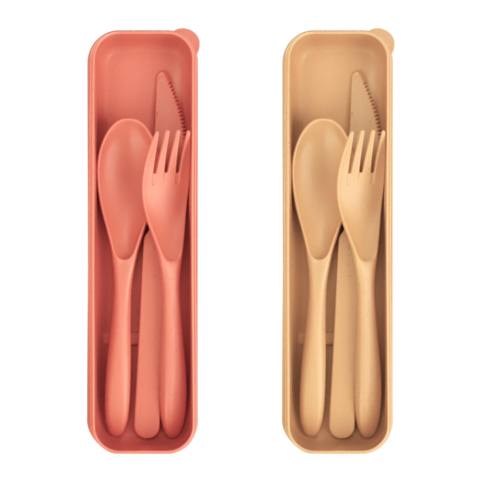 Sinen 2 Sets Reusable Utensil Set with Case, Cutlery Set Yellow Orange