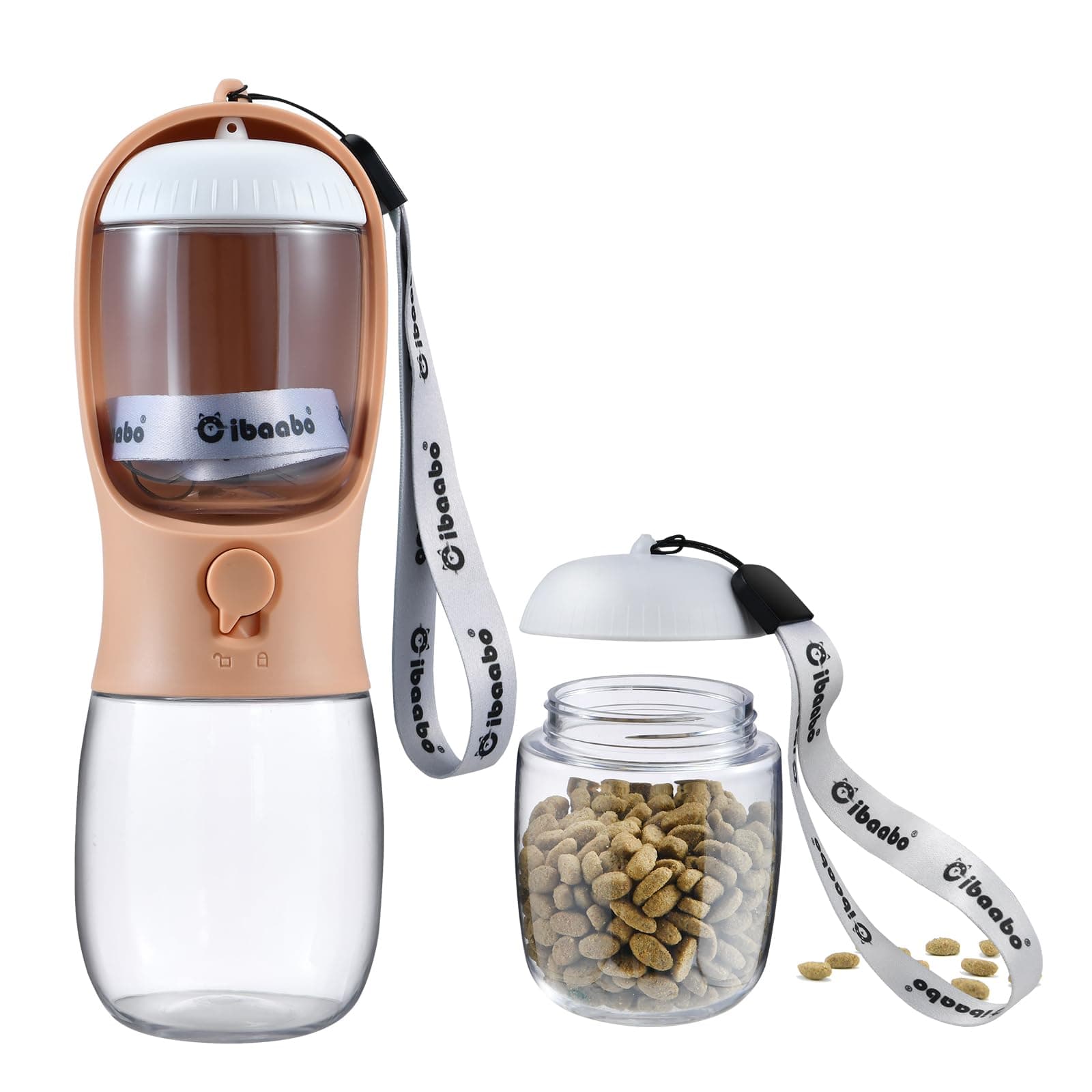 Cibaabo Dog Water Bottle with Food Container, Travel Puppy Water Bowl, Portable Pet Dispenser, Dog Gift, Puppy Essentials for Yorkie Chihuahua Walking and Hiking