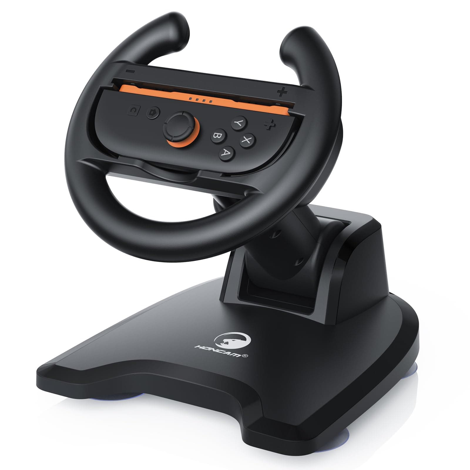 HONCAM Steering Wheel for Switch/Switch 2, Racing Wheel Table Attachment with 4 Suction Cup for JoyCons, Enhanced Stability for Immersive Racing Games, Black - GameCube