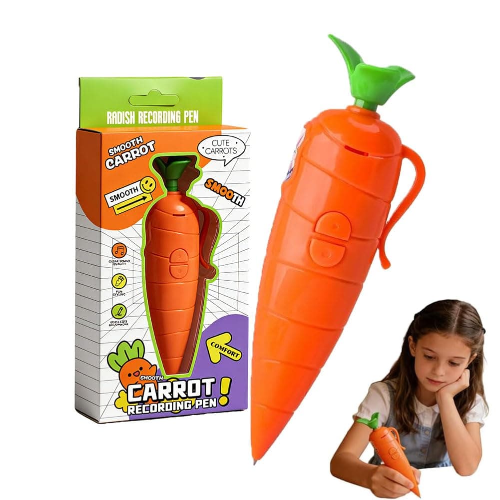 WENET Carrot Recorder Pen, 2026 New Multi-Function Voice Recording Pen with Ballpoint Writing Tool, Carro𝐭 Pe𝐧 with 20s Playback Feature, Role-Play Props, School Supplies (1PC)