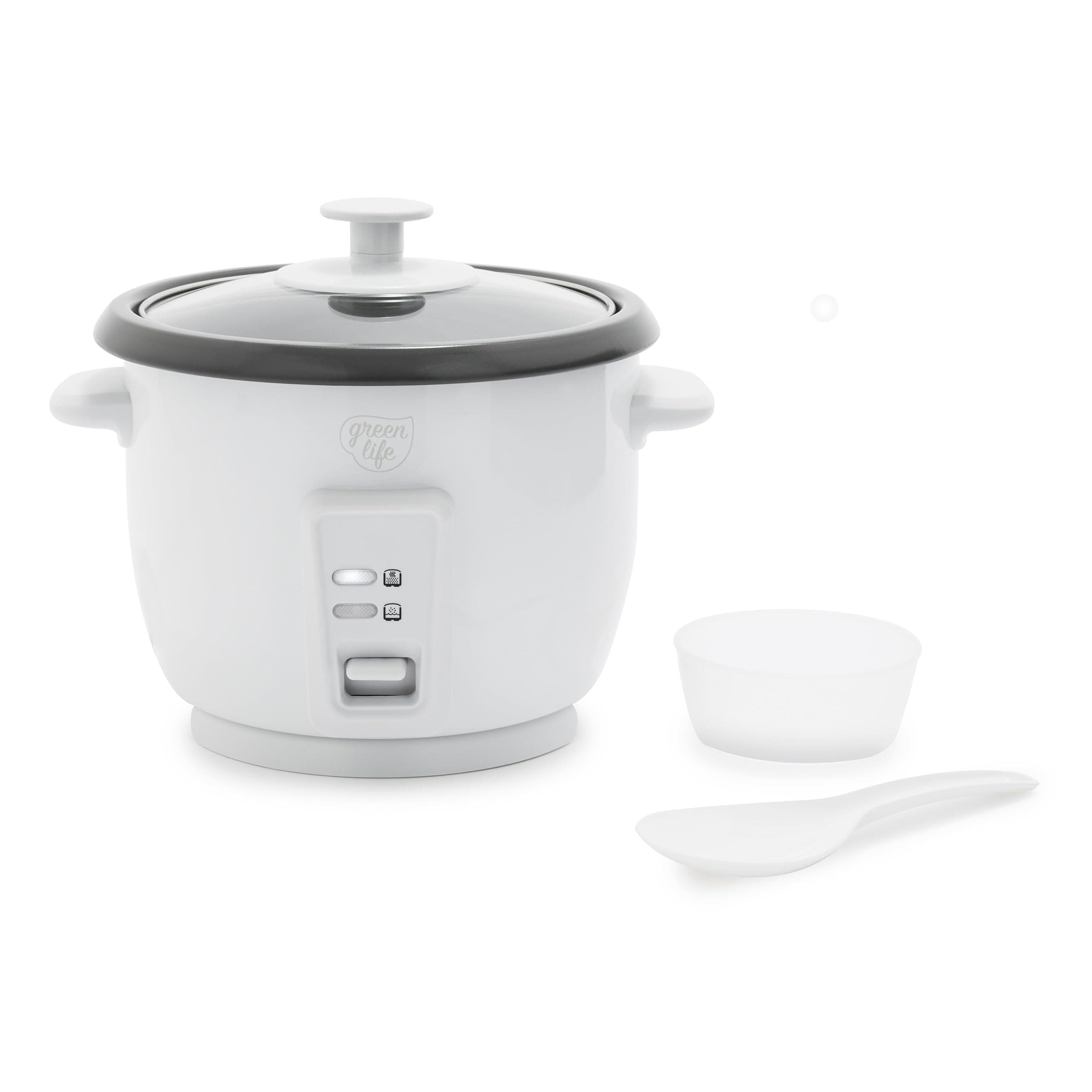 GreenLife Electric Rice Cooker, 3-Cups Uncooked/6-Cups Cooked, Removable PFAS-Free Nonstick Pot, One-Switch Design, Auto Keep Warm, Small Space Saving, Rice Paddle, Soup, Grains, Oatmeal, 1.5 QT