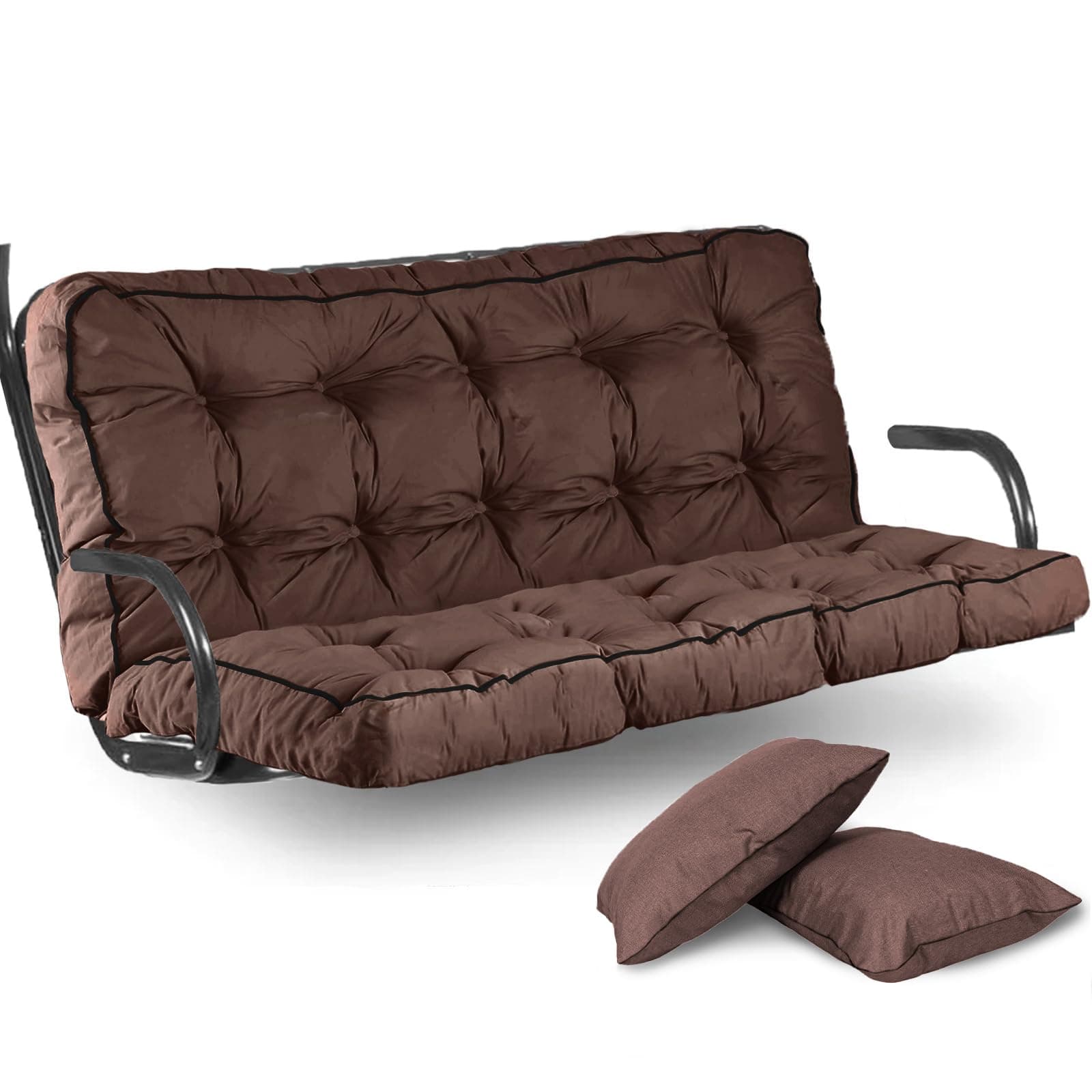 Yehotty Outdoor Swing Cushions Waterproof, Thicken Porch Swing Cushion Replacement, 70 Inch Bench Seat Cushions for Garden Furniture Pad (Brown, 40X70 inch)