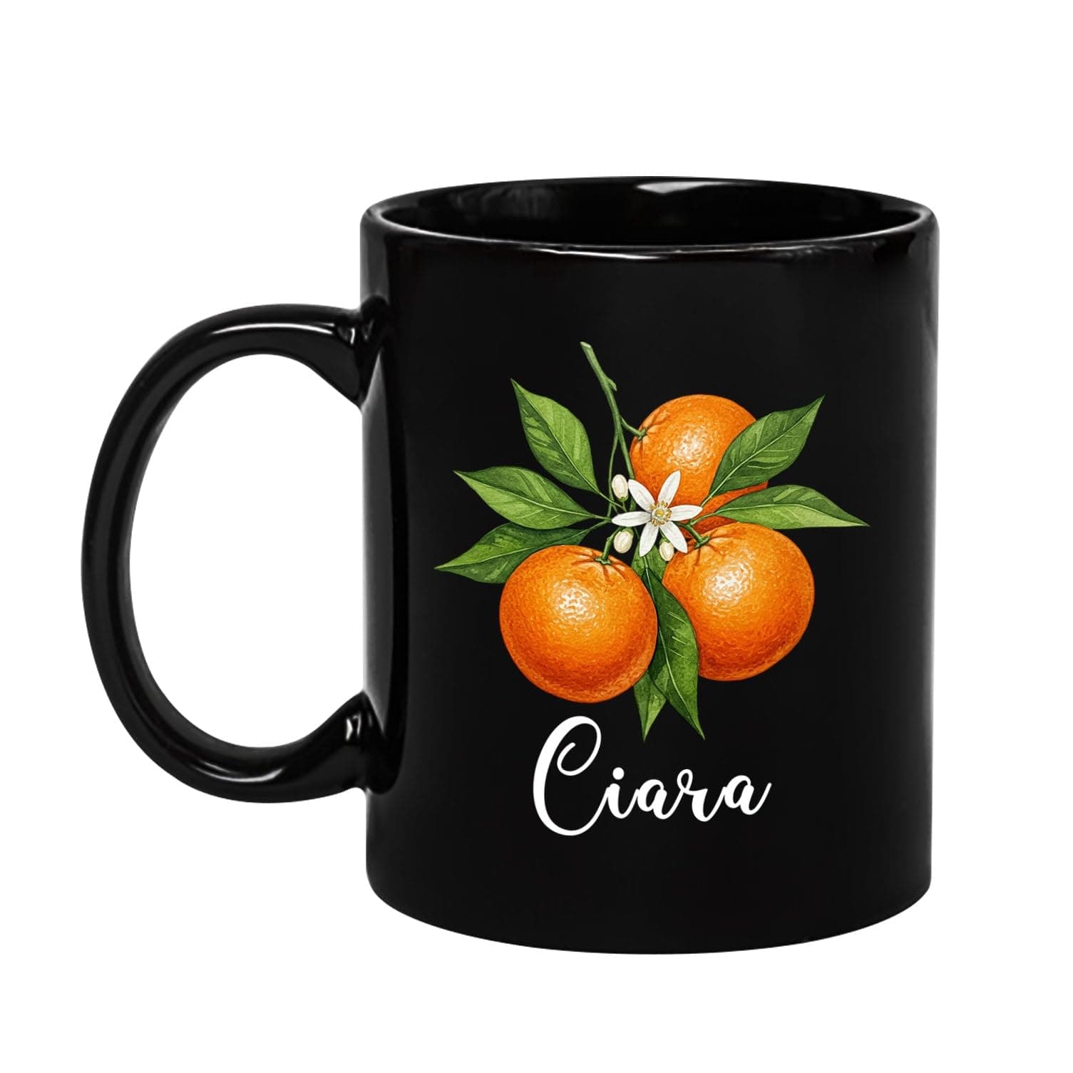 Personalized Adorable Orange Black Mug 11Oz 15Oz, Oranges Coffee Cup Gifts For Women Mom Daughter Fruit Lovers, Fruit Enthusiast Travel Cups, Custom Name Oranges Lover Ceramic Mug For Birthday Xmas