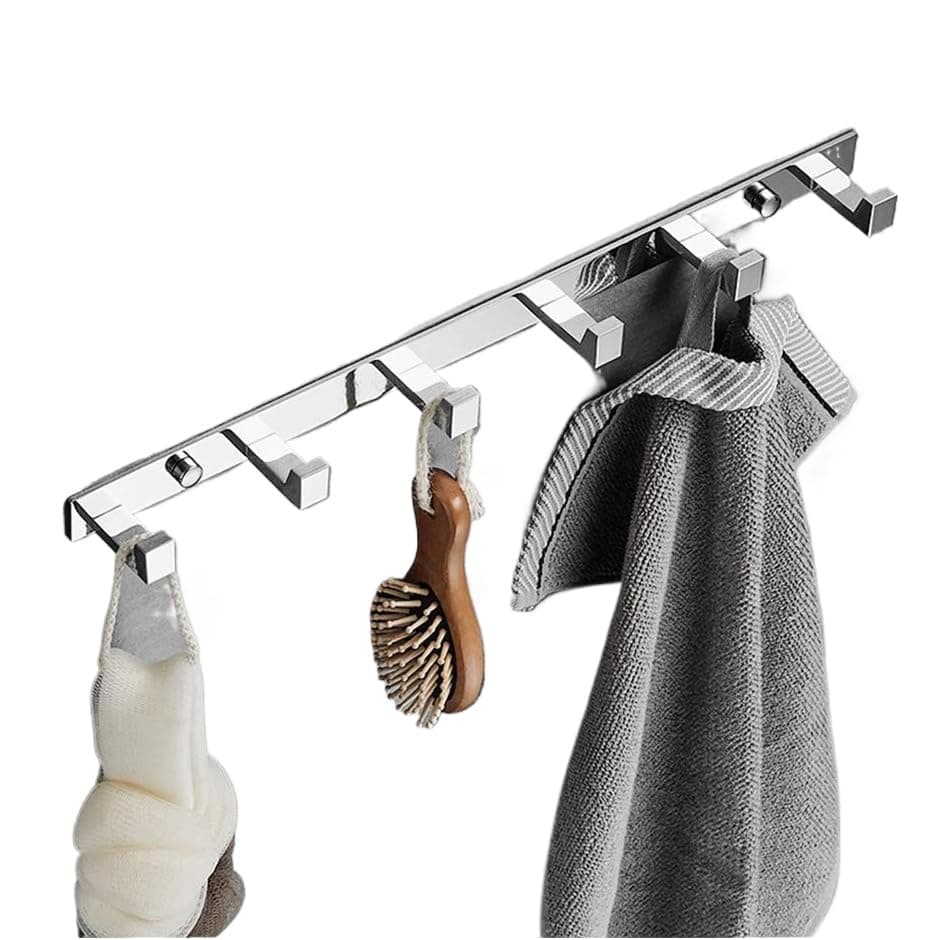 GANSHENL Brass Chrome Coat Rack Wall Mounted with Hooks, Modern Heavy Duty Coat Hook Rail, Robe and Towel Hooks Rack for Bathroom, Entryway, Mudroom, (445mm) (5hooks)
