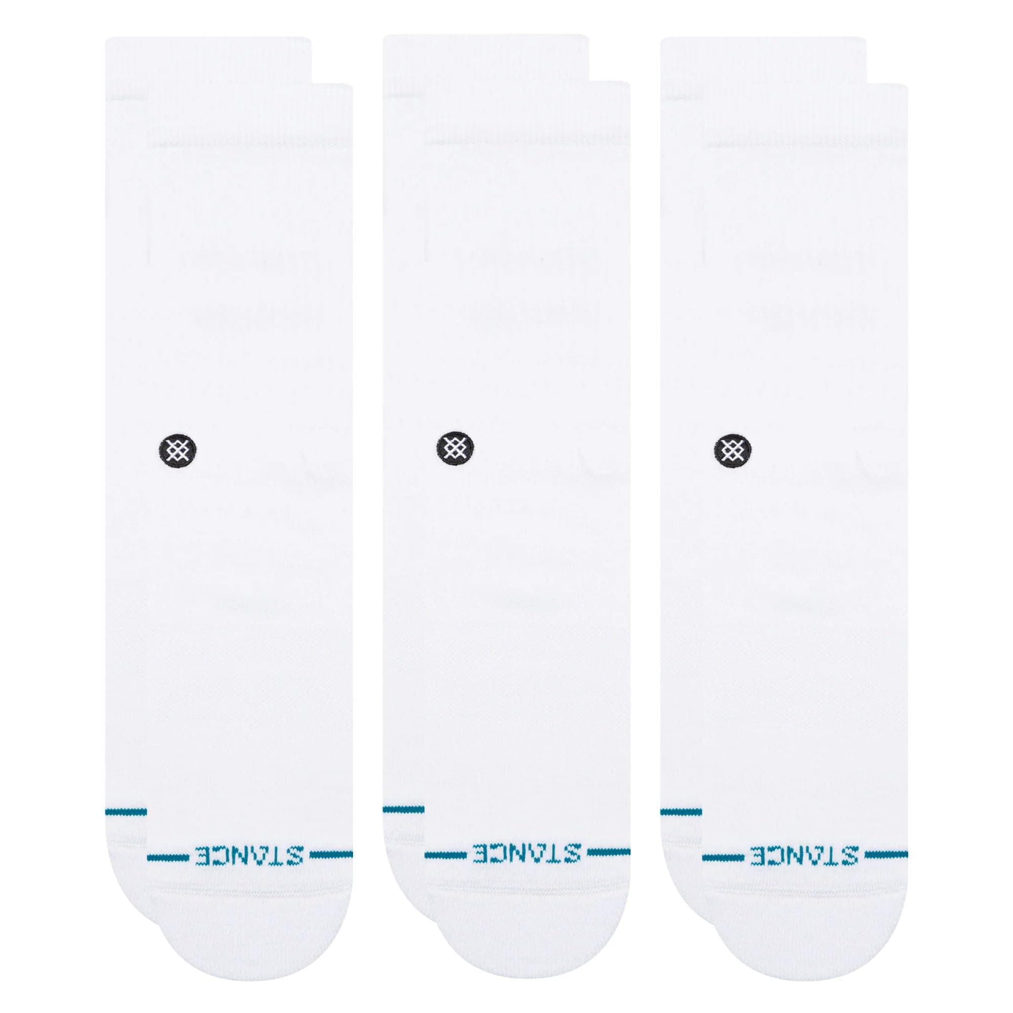 Stance Icon Crew Socks 3-Pack for Men and Women, Cotton Blend and Cushioning Arch Support, White, Medium