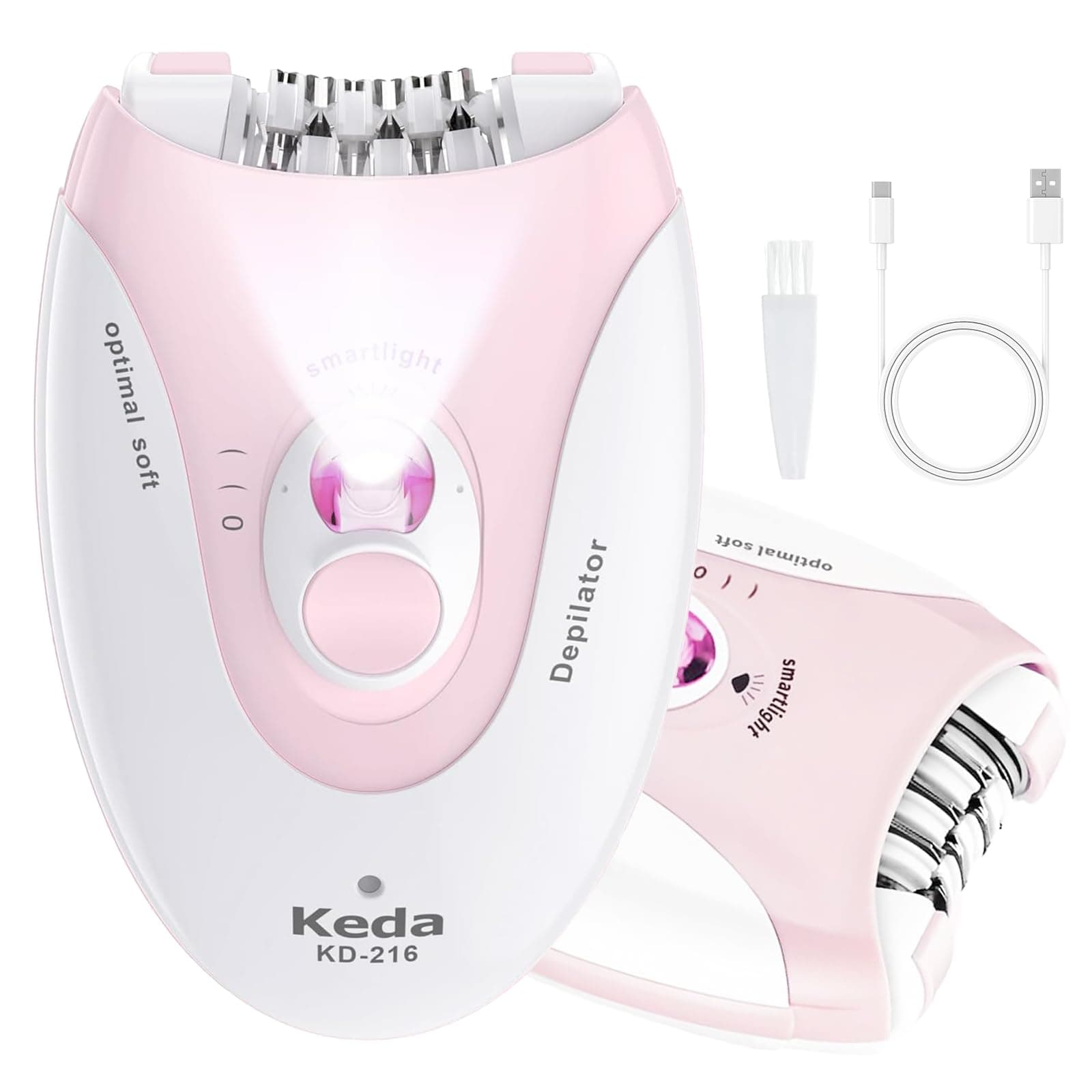 Smooth Glide Epilator for Women, Epilators Hair Removal with LED Light, 2 Speeds Facial Hair Removal Device, with a Vibrating Massage pad and 36 Tweezers for Armpit, Arm, Leg, Bikini, Face, Body