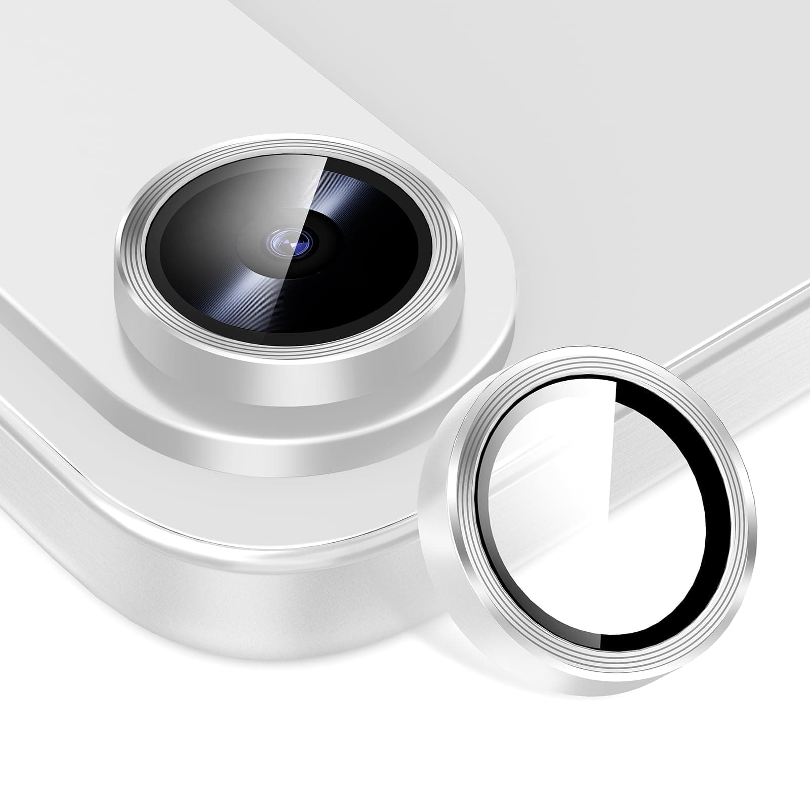 KEKBOXQ 2 Pack Camera Lens Protector for i-Phone 17 Air 6.7 Tempered Glass Lens Screen Protector Camera Cover Metal Individual Ring for i-Phone 17 Air 5G 2025,Sliver