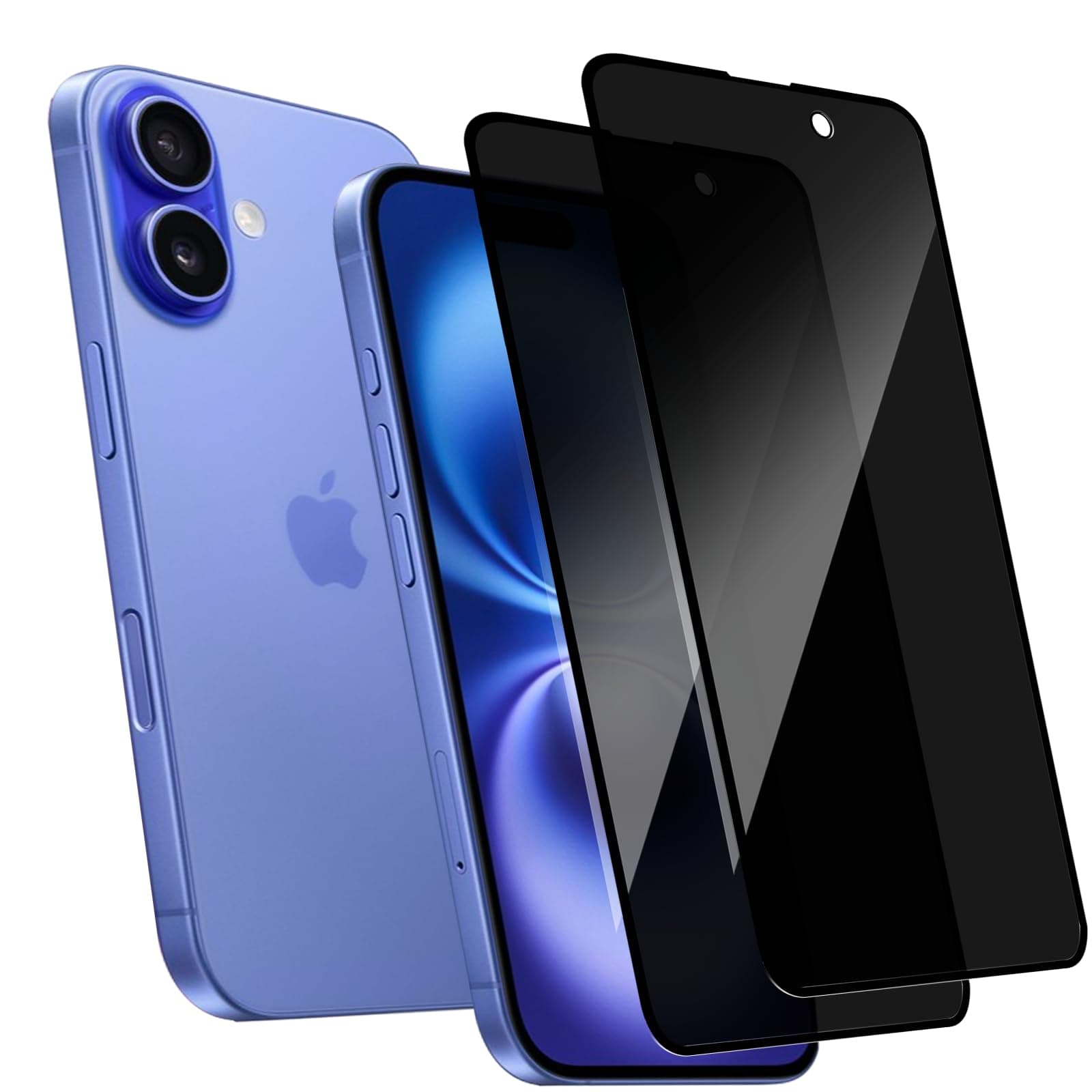 LZRLZW 【2+2 2 Pack Privacy Screen Protector and 2 Pack Camera Lens Protector for iPhone16,[9H Hardness] [HD][Eye protection] Friendly Tempered Glass Film