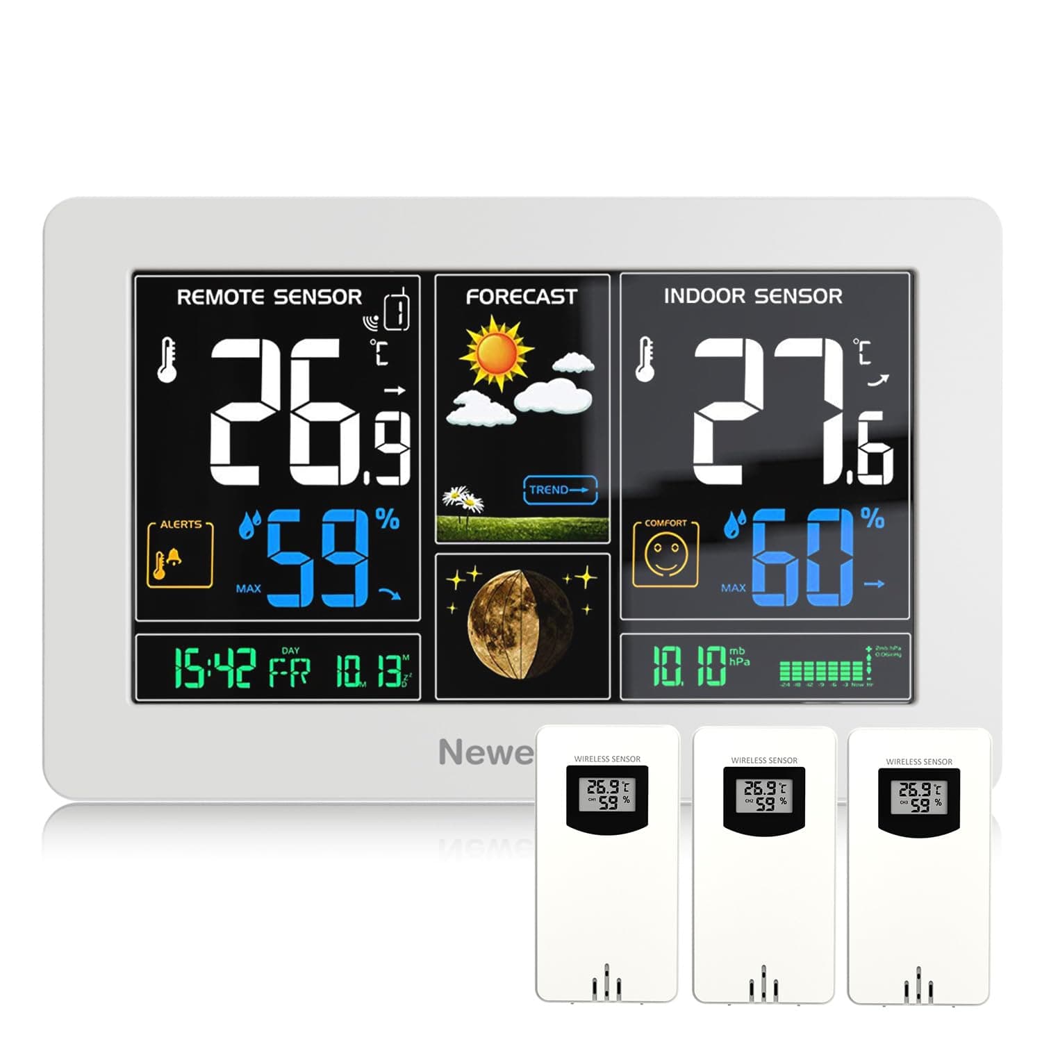 Newentor Wireless Indoor Outdoor Weather Station, 7.5in Temperature Monitor
