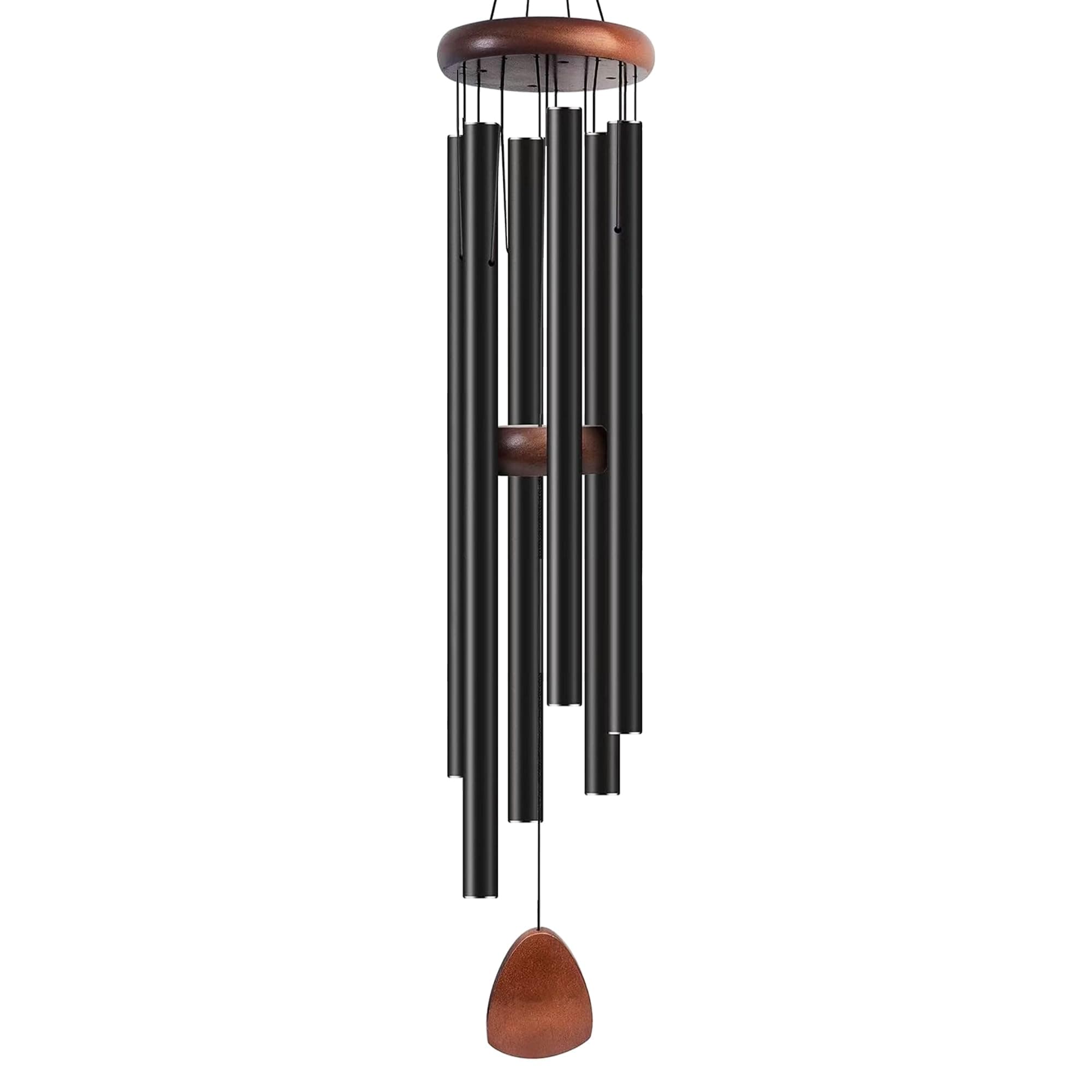 Bursvik 45" Aluminum Wind Chimes for Outside (Black), Patio Zen Decor Gift