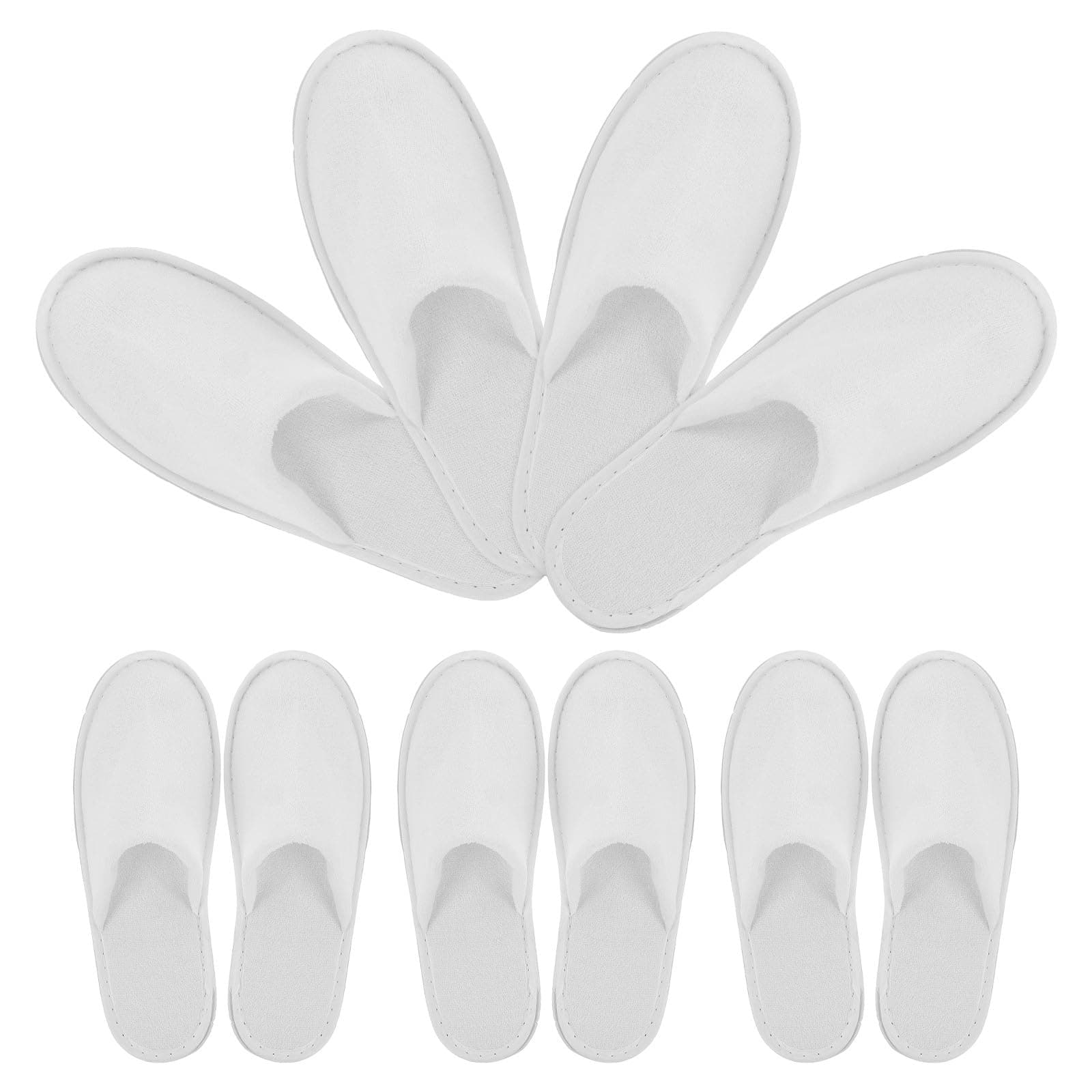 5 Pairs Hotel Universal Slippers Cloth White for Spa and Beauty Shops