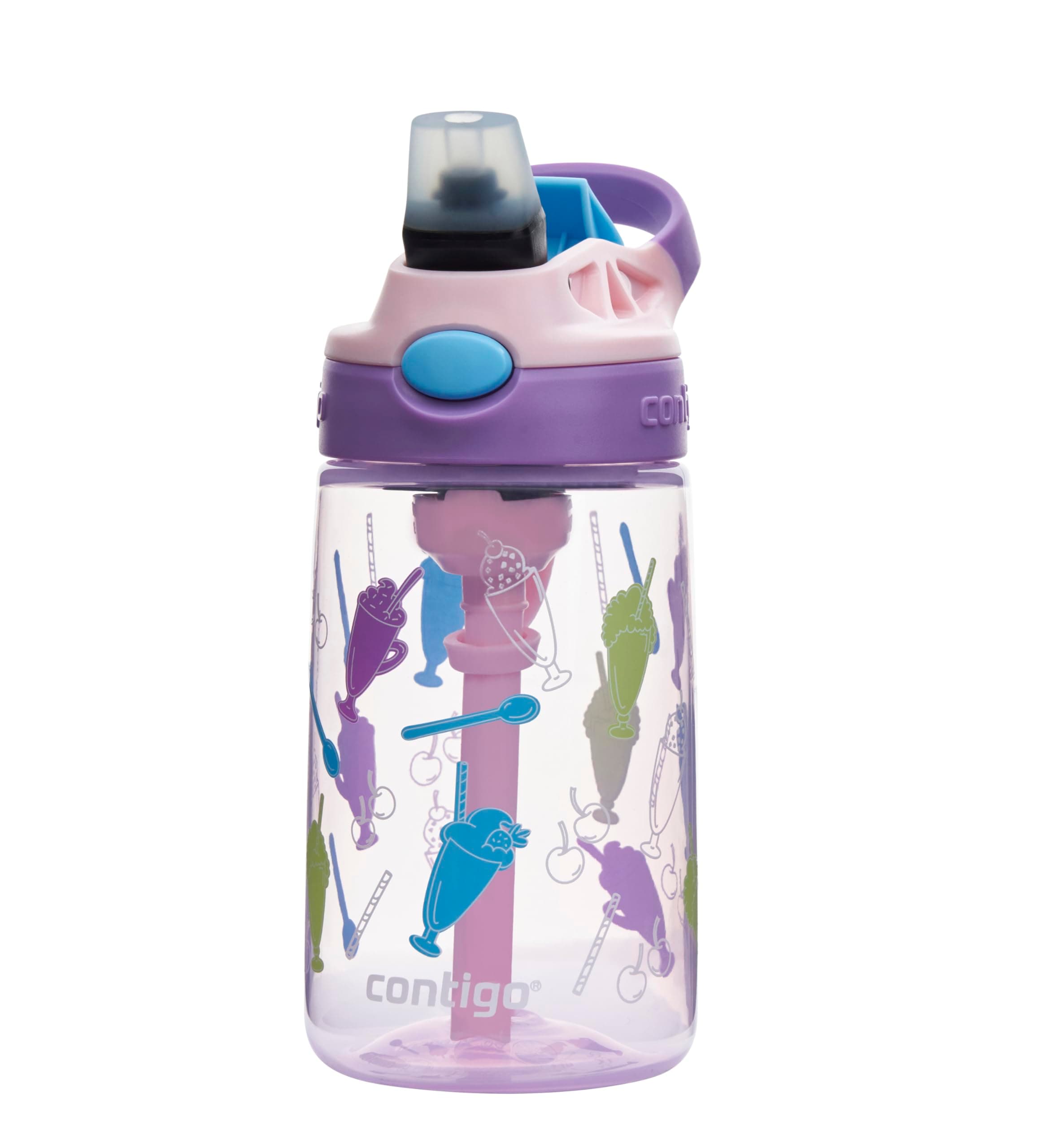 Contigo children's drinking bottle Easy Clean Autospout with straw, BPA-free robust water bottle, 100% leak-proof, easy to clean, ideal for daycare, school and sports, 420 ml, Purple, Green, Blue