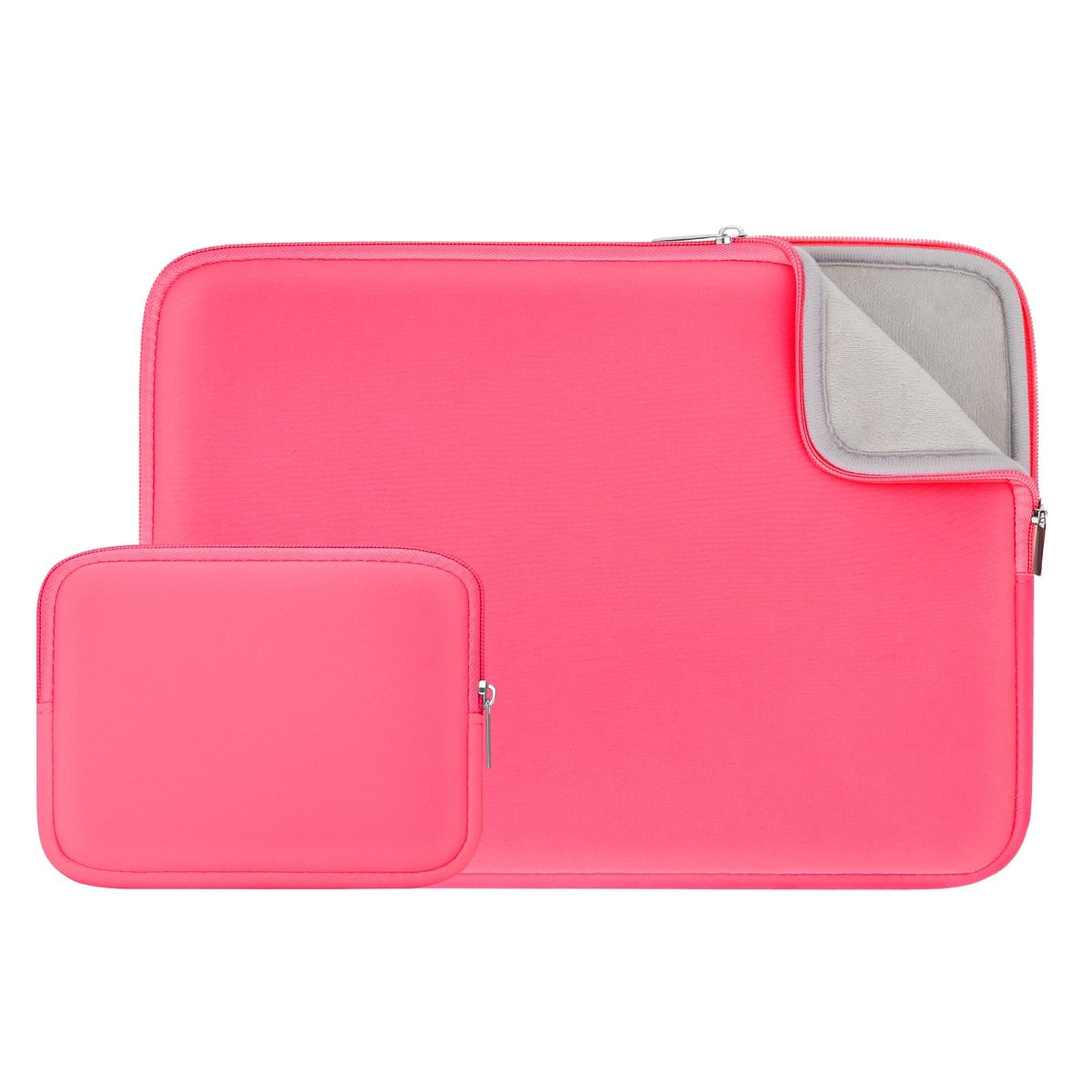 RAINYEAR 16 Inch Laptop Sleeve Case with Accessories Bag, Bright Pink