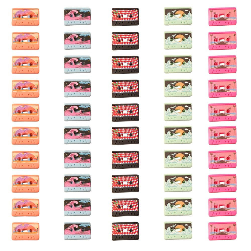 NOIAFZY 50PCS Resin Miniature Cassette Tape Charms - Mixed Retro Designs, Resin Craft Accessories for DIY Phone Case, Hairpin Decor & Handmade Projects
