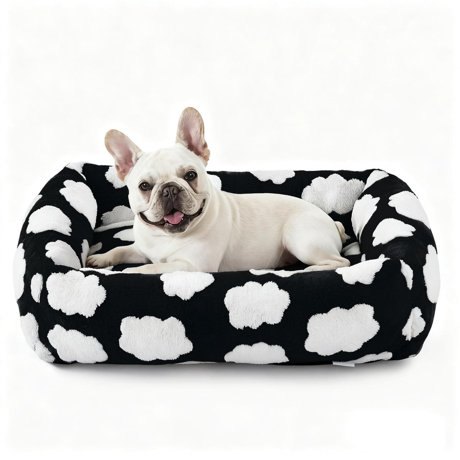 JOEJOY Small Dog Bed for Small Dogs, Rectangle Washable Orthopedic Dog Bed with Removable Zipper Cover, Cute Soft Calming Puppy Pet Bed with Jacquard Shaggy Plush & Non Skid Bottom