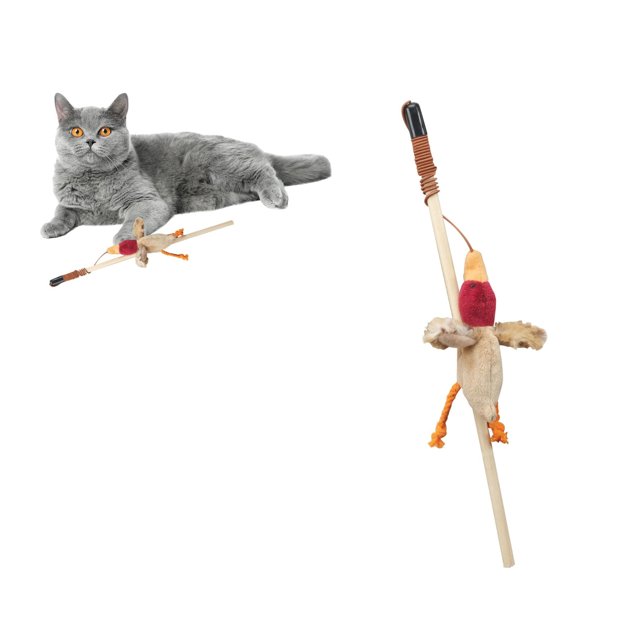 SPOT Skinneeez Stuffing-Free Forest Friends Cat Teaser Wand Toy with Catnip – Interactive Play for Cats and Breeds, Assorted Characters, 12-Inch
