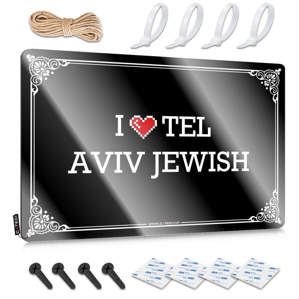 Bbq Signs Outdoor I Love Tel Aviv Jewish Tin Sign Outdoor Patio Decor Men Decor (Color : Colour, Size : 20X30CM)