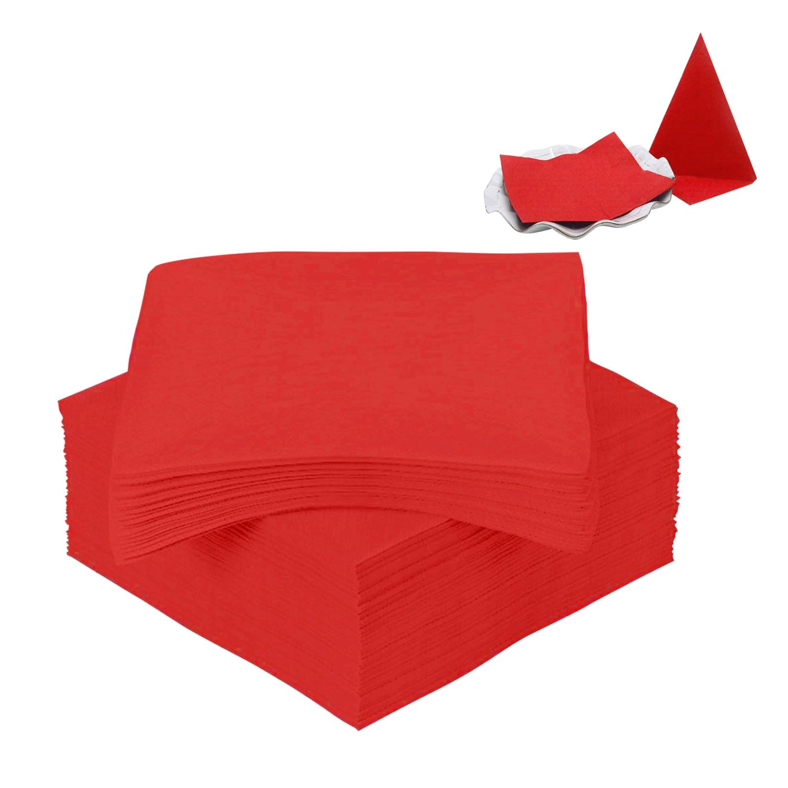 120-Pack Red Cocktail Napkins Disposable Beverage Napkins Soft and Absorbent for Dinner Party Wedding Or Every Day Use 5” x 5” 2 Ply Party Napkins(Red)