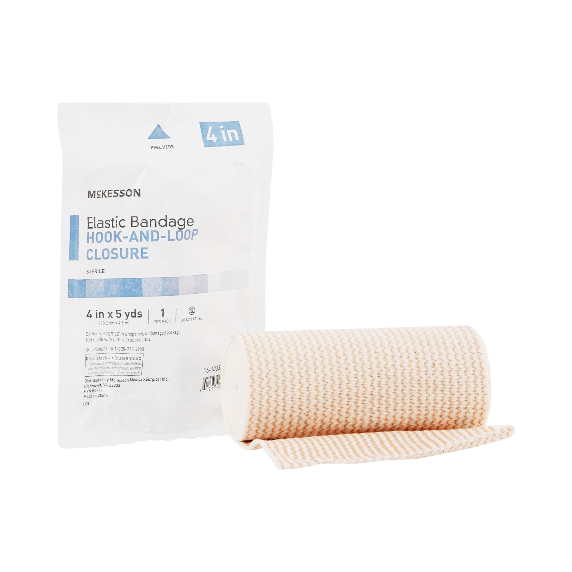 McKesson 16-1033-4-STR Medi-Pak Knit Elastic Bandage, Premium, Single Self-Closure, Honeycomb, Sterile, Stretched, 4" W x 5yd. L, 4" Width, 180" Length (Pack of 36)