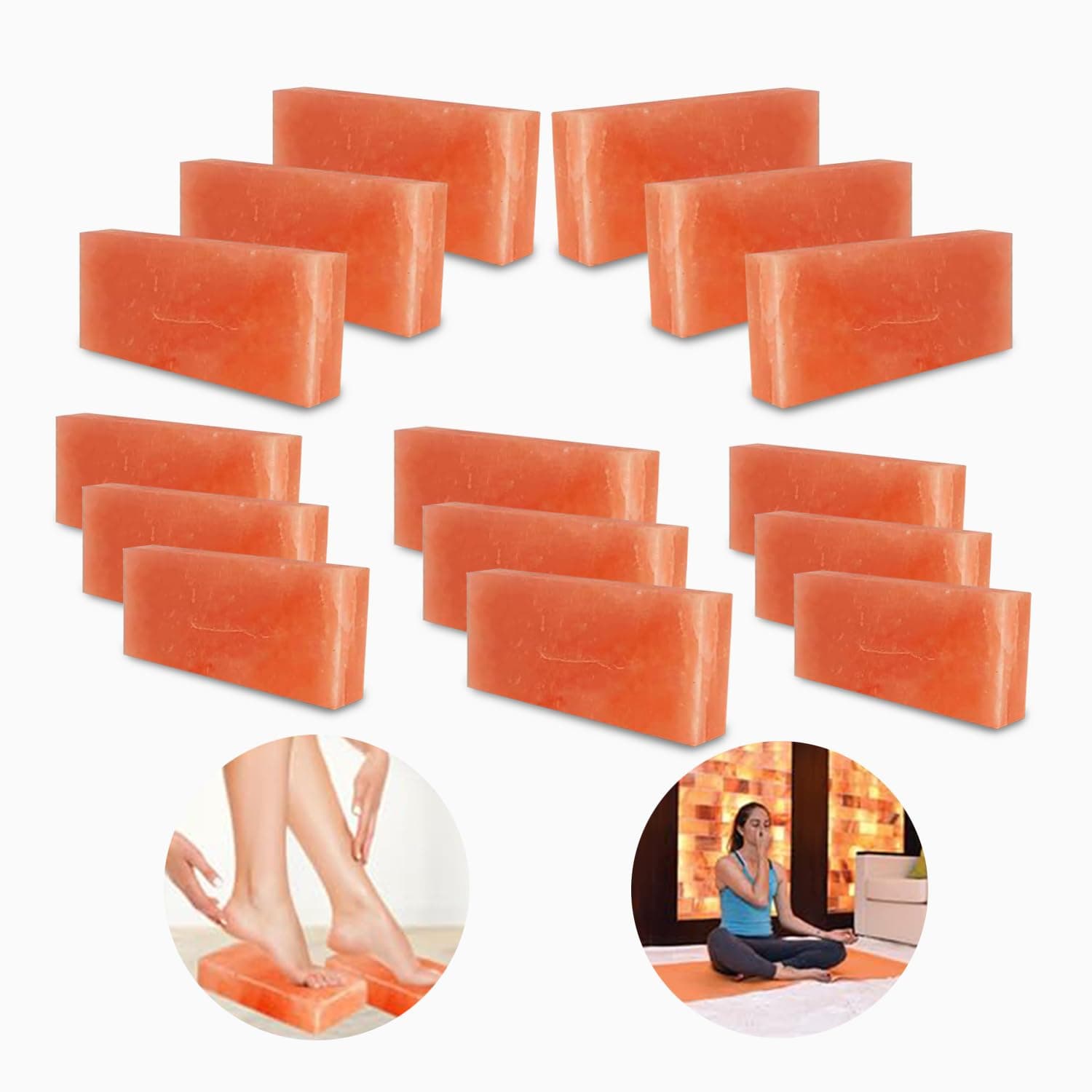 ZK Himalayan Pink Thinest Salt Tiles 8”x4”x0.75” for Sauna and Spa- Pack of 20 Salt Bricks for Salt Wall, Cave Experience, Salt Blocks of 1.95 lbs for Home DIY Decor & Improvement Projects