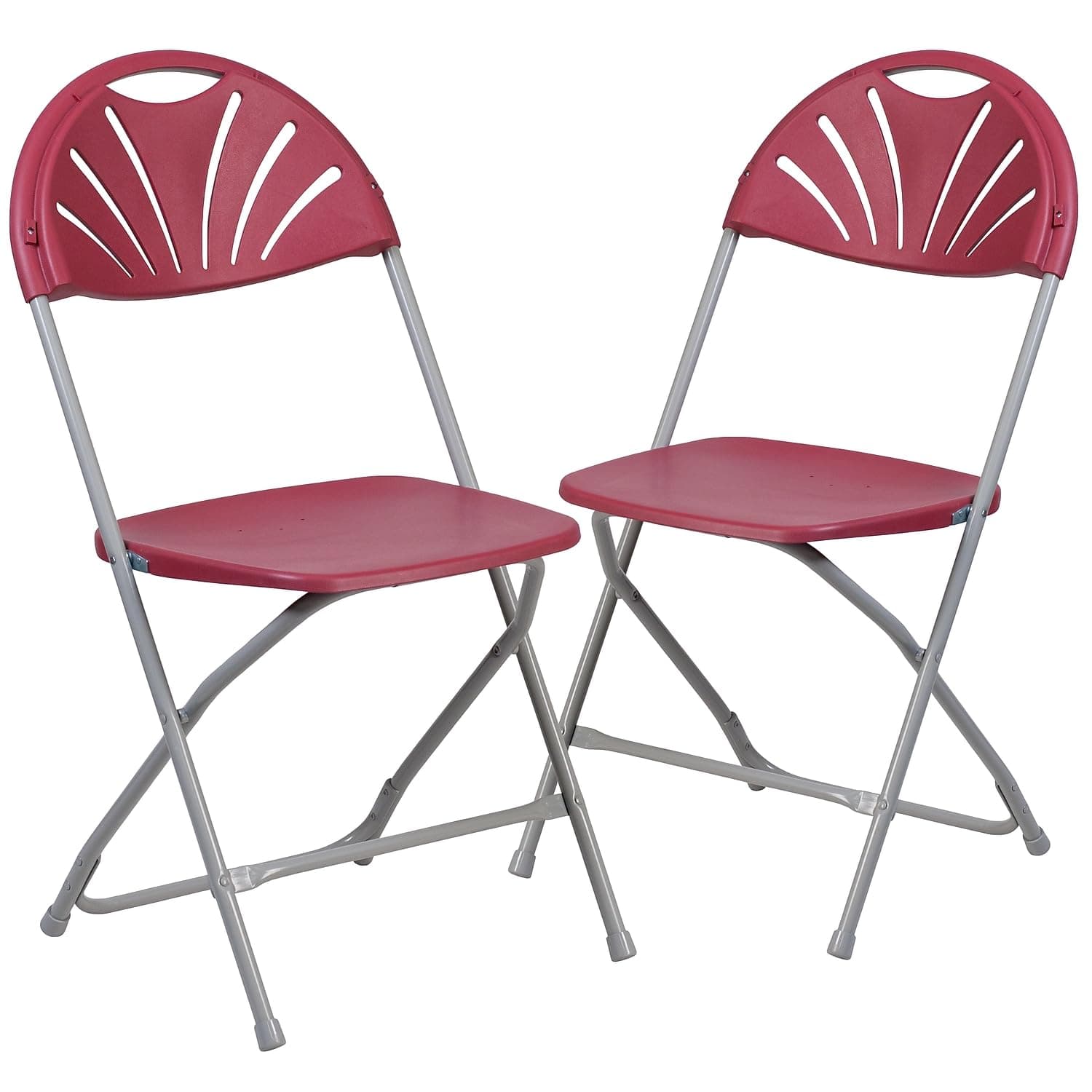 Flash Furniture 2 Pk. Hercules Series 650 lb. Capacity Burgundy Plastic Fan Back Folding Chair