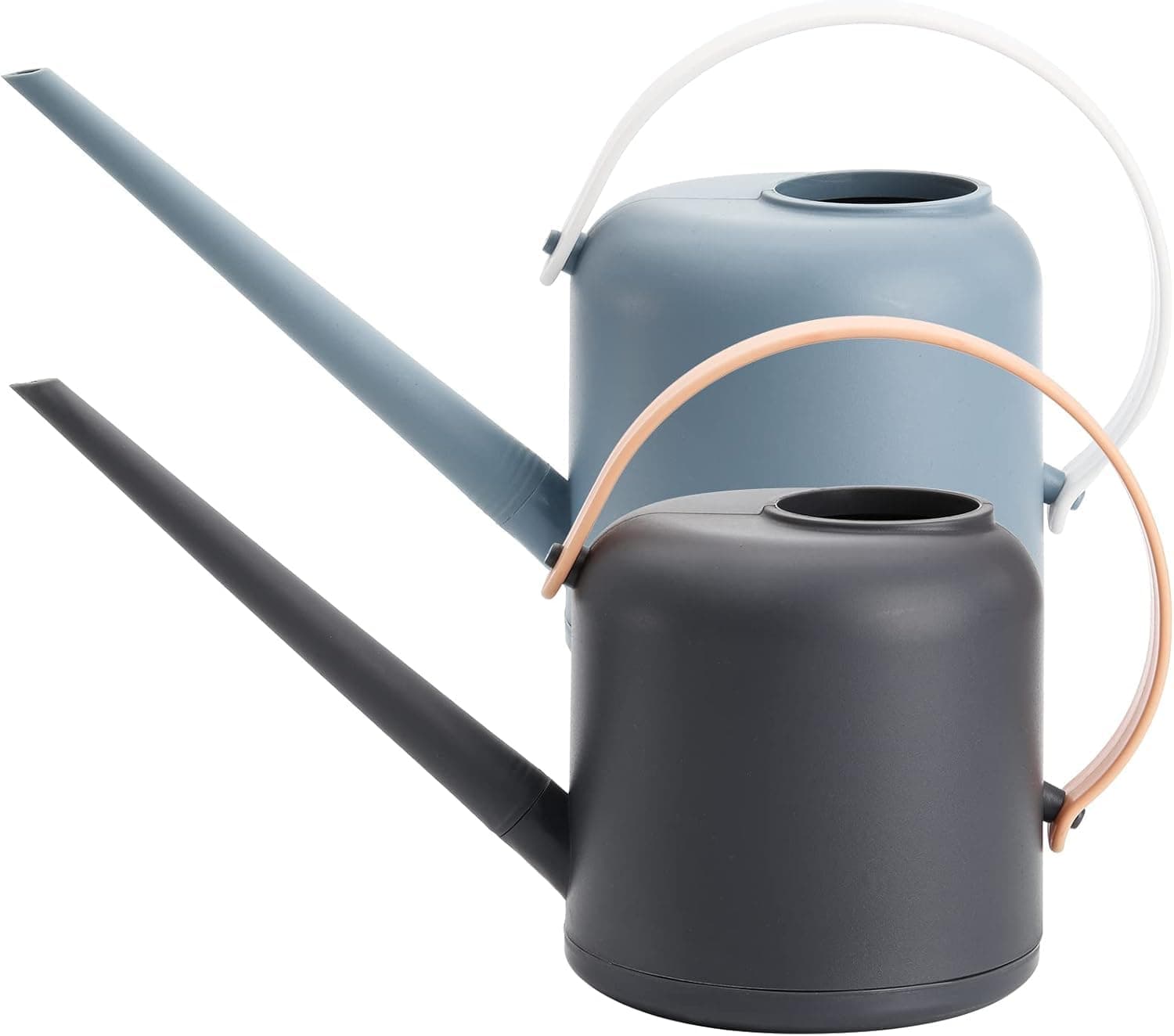 ZENFUN 2 Pack Watering Can Indoor/Outdoor Plants, 1.8 L/60oz Plastic Watering Pot Long Spout for House Bonsai Garden Flower, Modern Small Water Cans Outdoor Plants, Blue and Grey